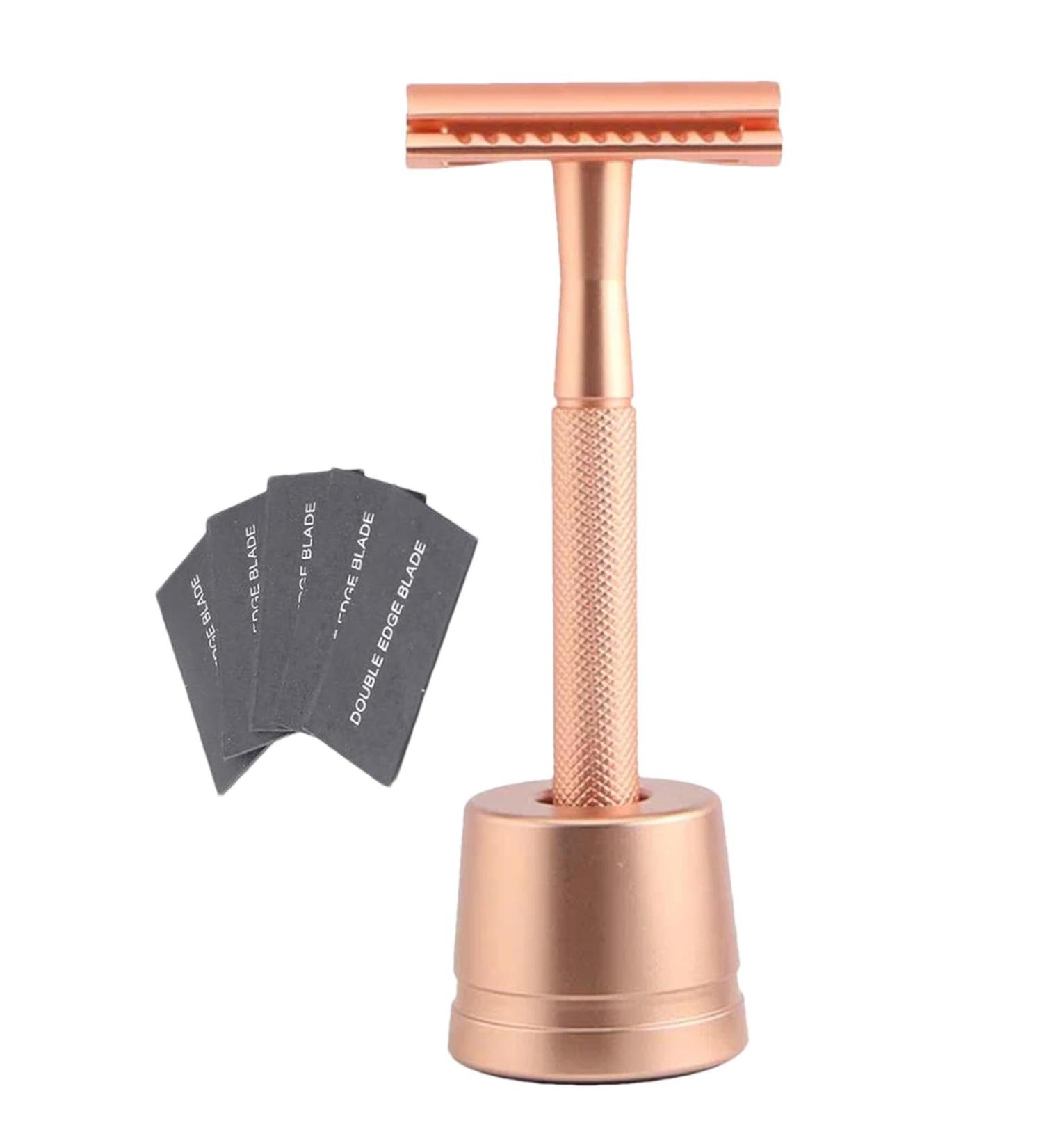 Metal Safety Double-Edged Razor for Men | Stainless Steel Shaving | Smooth Shave Minimal Irritation | Portable & Easy to Use | Suitable for All Skin Types | Silver & Rose Gold - Buy Online on GoSupps.com