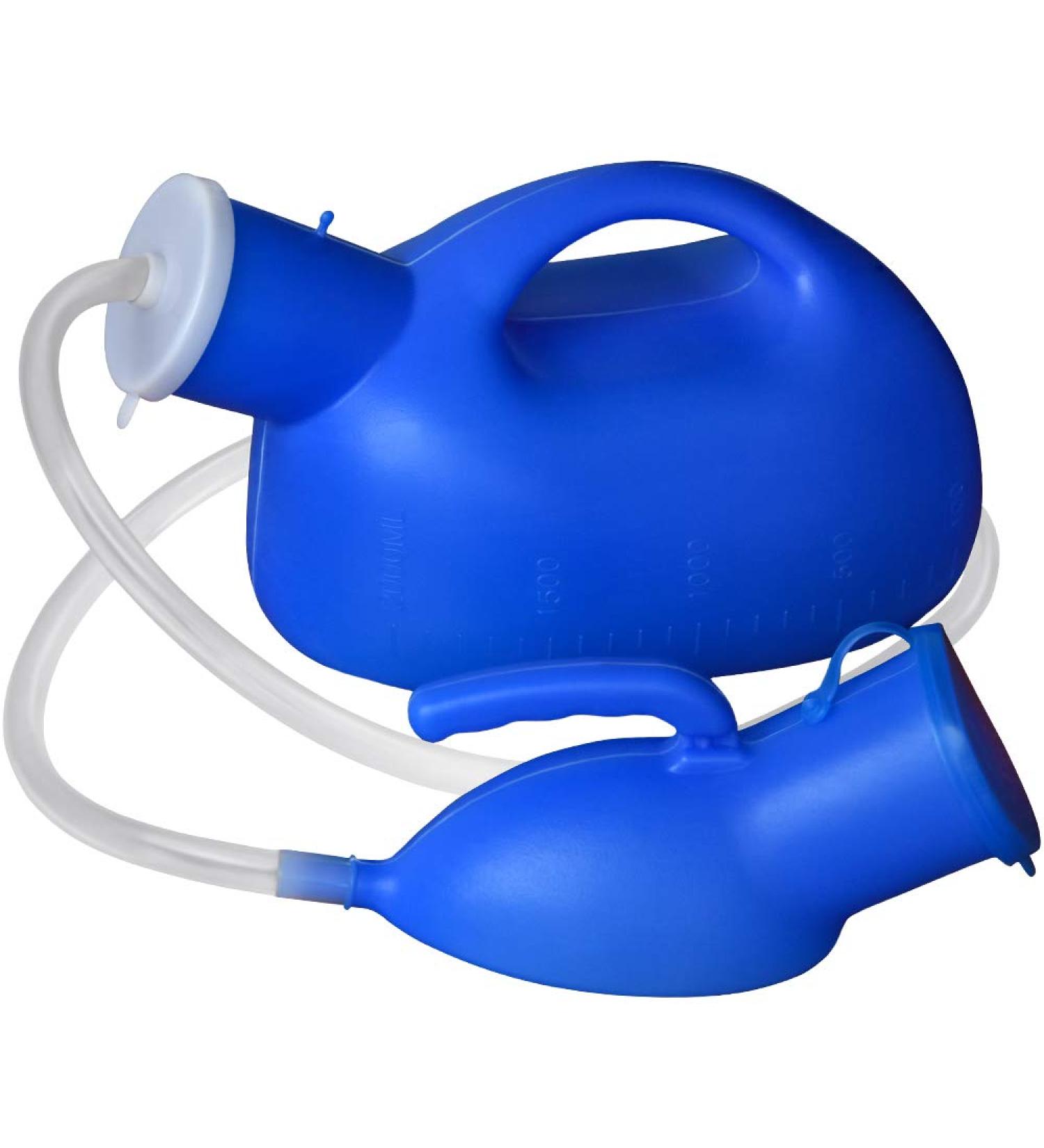 Urinals for men Men's urinal with hand-held portable urine cup 2000 ml urinal bottle catheter male urinals for elderly bedridden hospital beds wheelchair (BLUE) - Buy Online on GoSupps.com