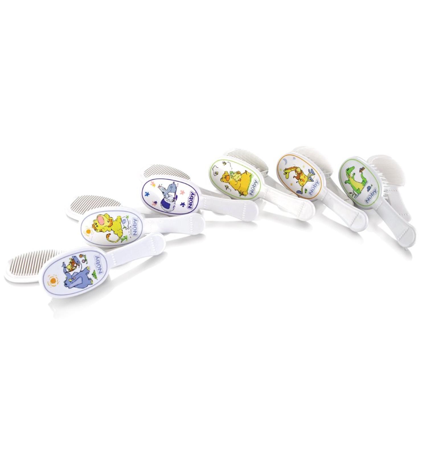 Nuby Deluxe Infant Comb and Brush Set  Colors May Vary