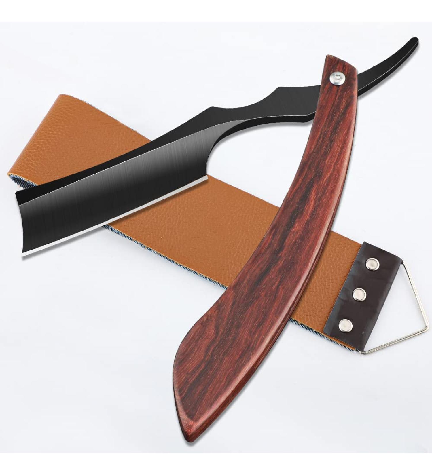 M&LD Cut Throat Razor Kit - Stainless Steel Straight Razor with Leather Sharpener - Buy Online on GoSupps.com