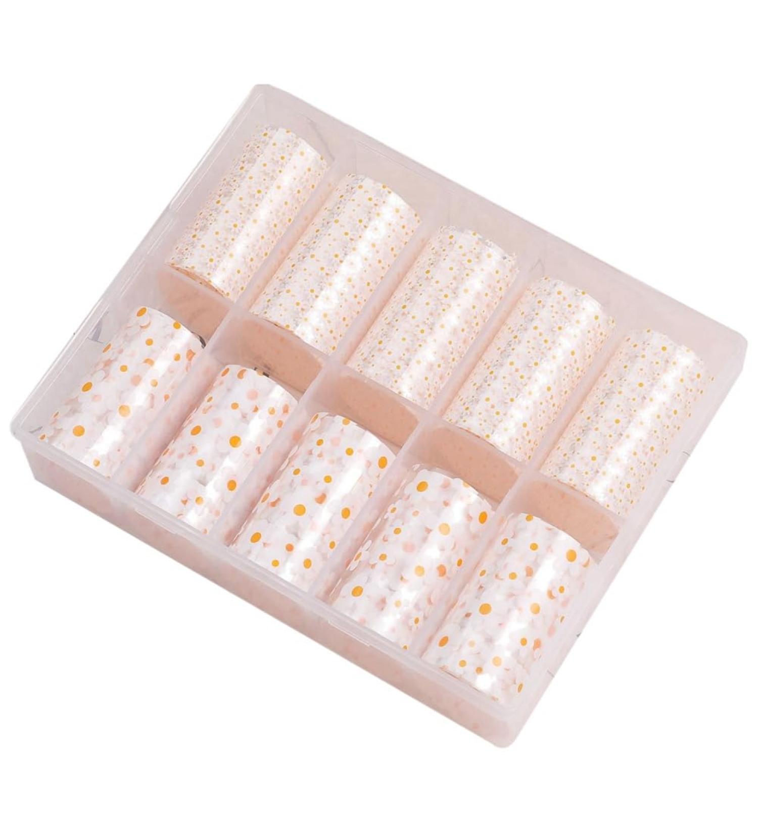 Qbkohphifm 10 Rolls Mini White Flower Nail Transfer Foils Nail Sticker Nail Decals for Nail Art Spring Summer Floral Theme Nail Foil Transfer - Buy Online on GoSupps.com