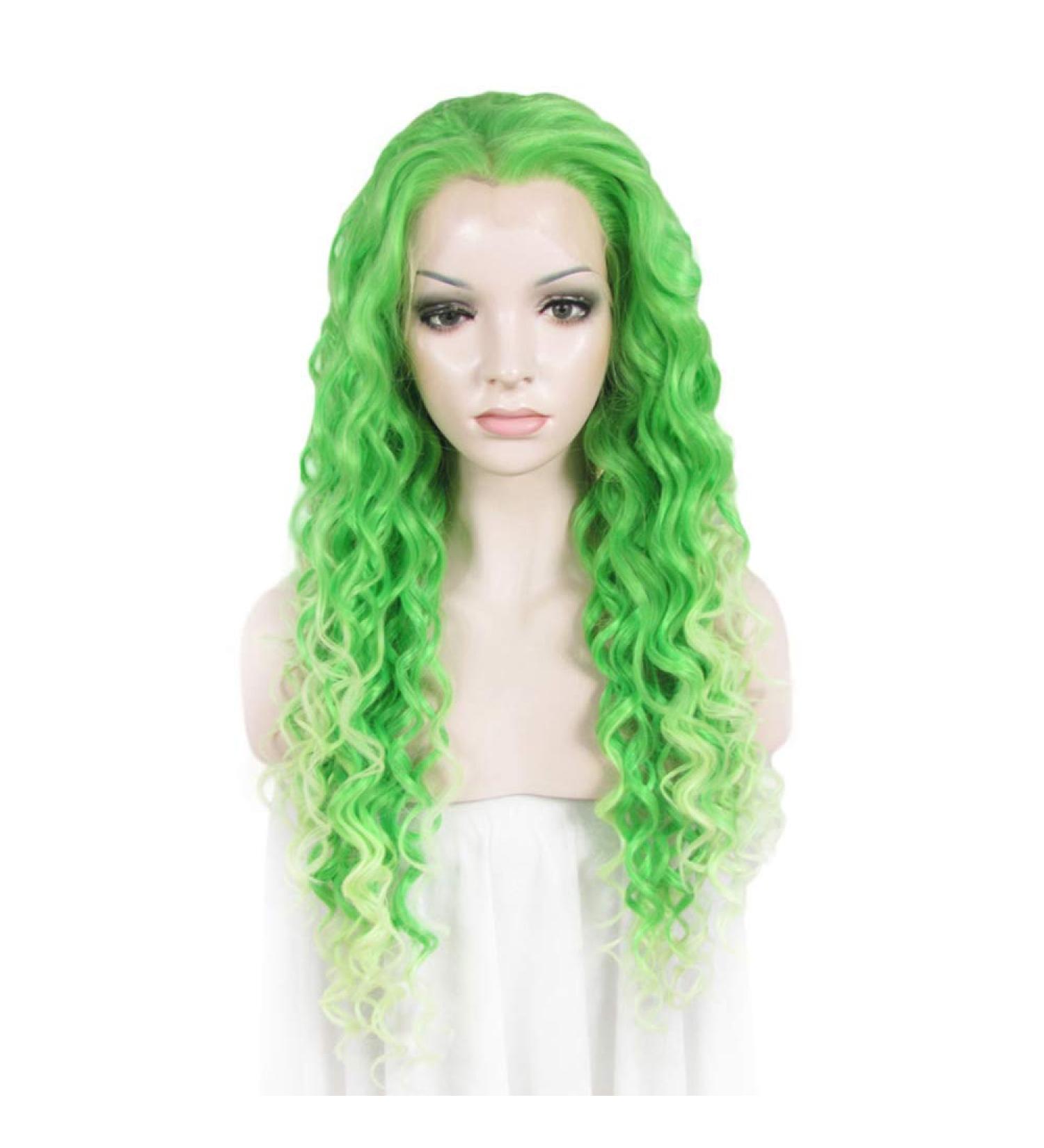 SHIYID Teal Green Long Loose Wave Synthetic Lace Front Wig - Heat Resistant Cosplay Wig for Women - Buy Online on GoSupps.com