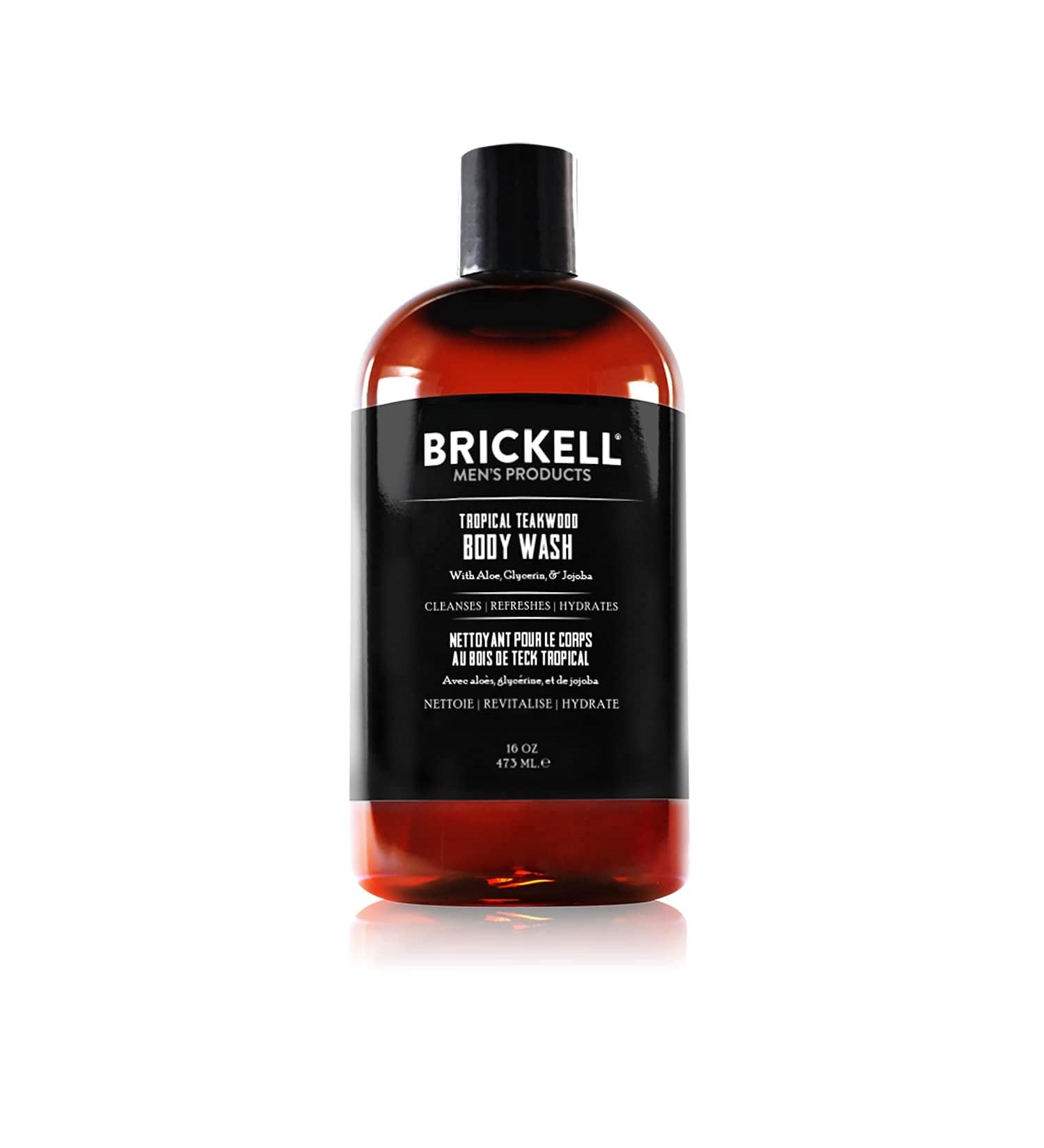 Brickell Men's Invigorating Body Wash - Natural & Organic Shower Gel with Aloe & Jojoba - Sulfate-Free, Tropical Teakwood Scent - 16oz - Buy Online on GoSupps.com