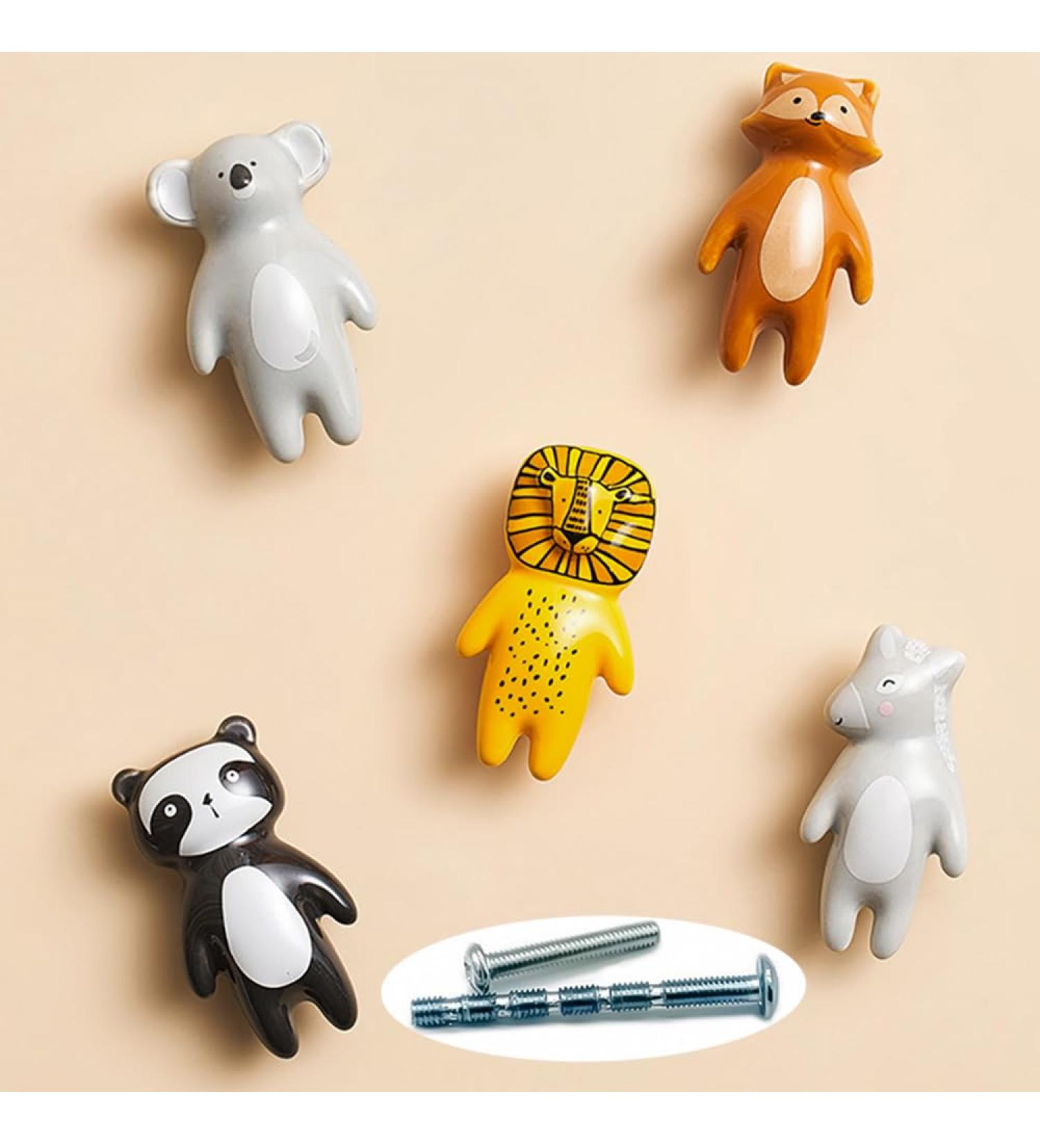 Cute Animal Knobs for Kids | Youyouulu 5-Piece Ceramic Drawer Handles - Perfect for Children's Furniture & Cupboards - Buy Online on GoSupps.com