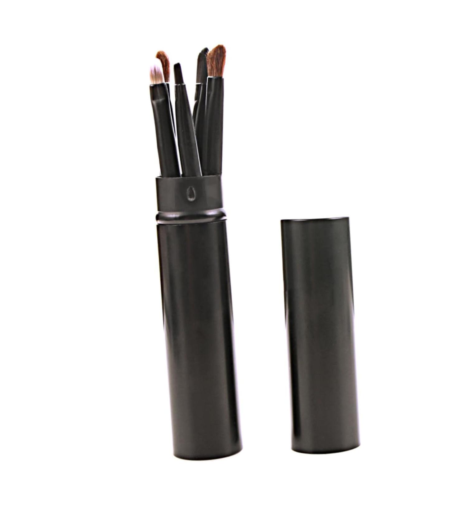 FRCOLOR 5pcs Black Rifle Coffee Eyeshadow Brush Kit | Premium Horse Hair Eye & Liner Brushes with Case | Ideal Cosmetic Tools for Makeup Enthusiasts - Buy Online on GoSupps.com