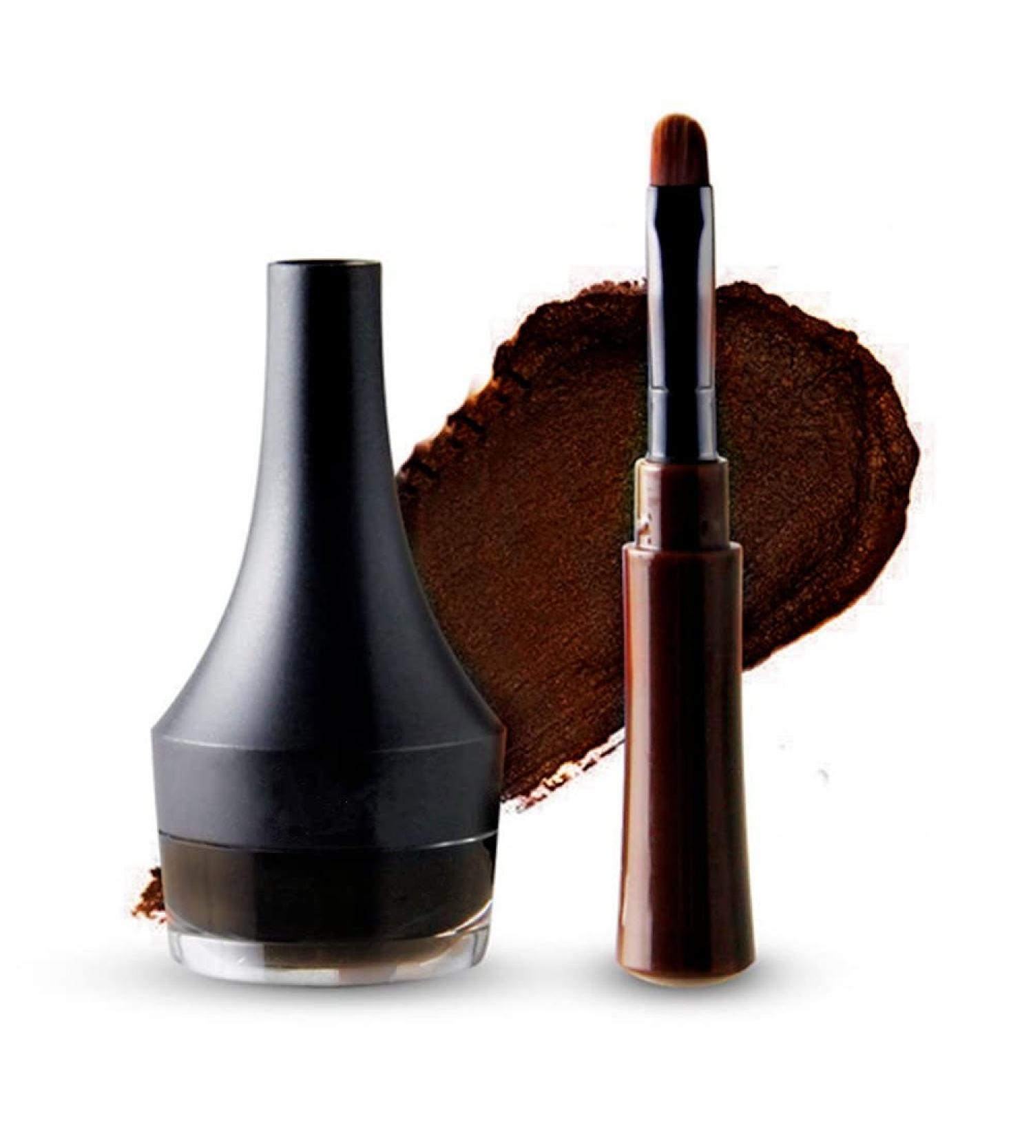 Go Ho Matte Brown Gel Eyeliner - Waterproof, Smudge-proof, Long-lasting Cream with Brush - 2 Brown - Buy Online on GoSupps.com