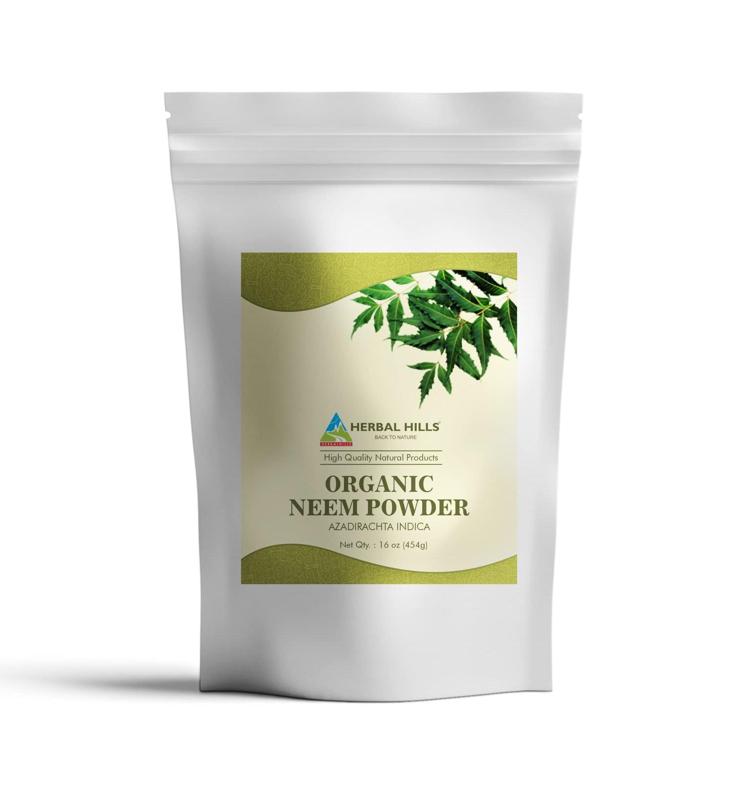 Herbal Hills Organic Neem Powder - Pure Neem Leaf 16 Oz (454g) | USDA Organic Certified | Vegan Friendly - Buy Online on GoSupps.com