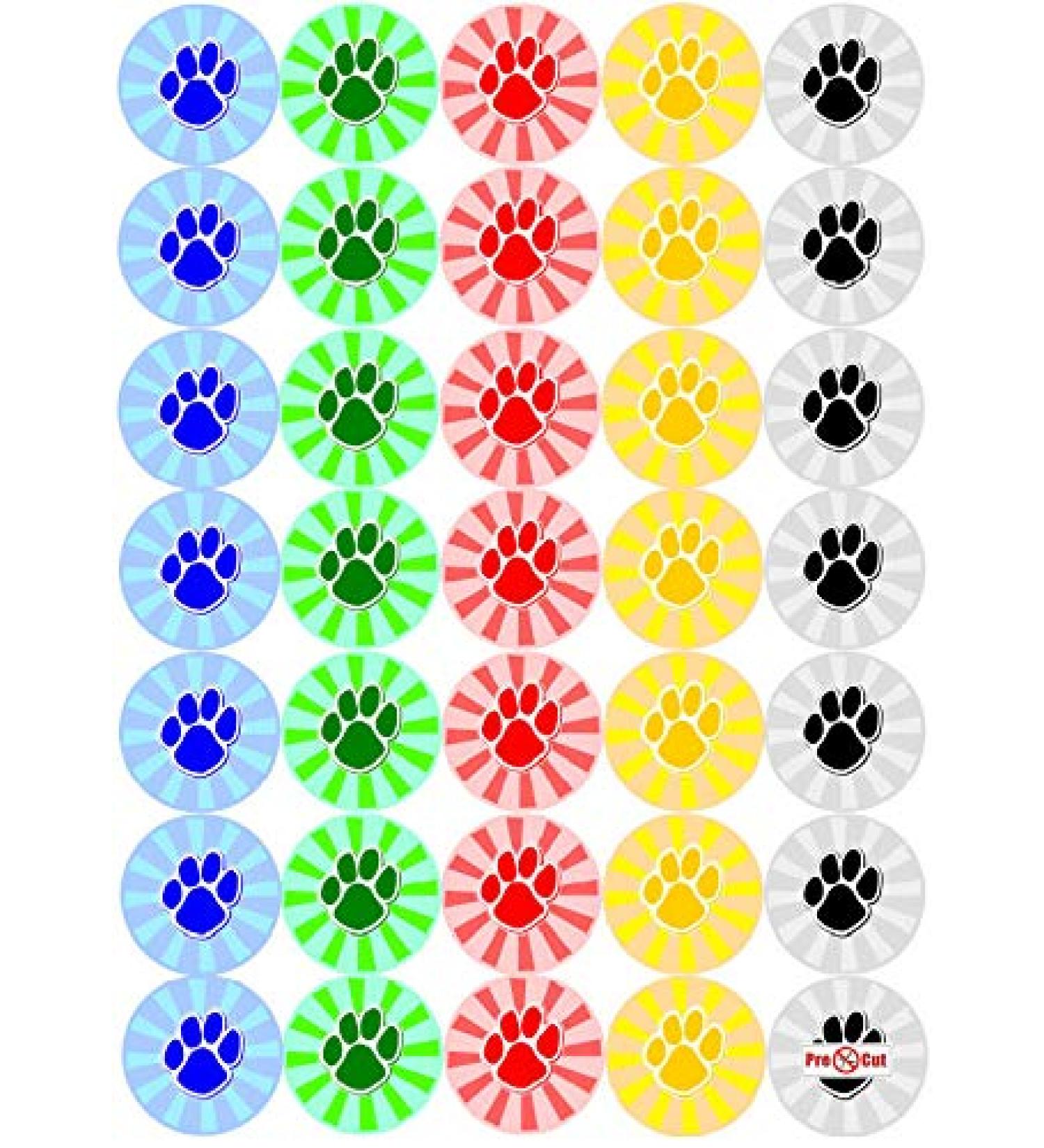 35 x Pre Cut Dog Paw Cake Cupcake Toppers/Decorations Edible Wafer Paper - Buy Online on GoSupps.com