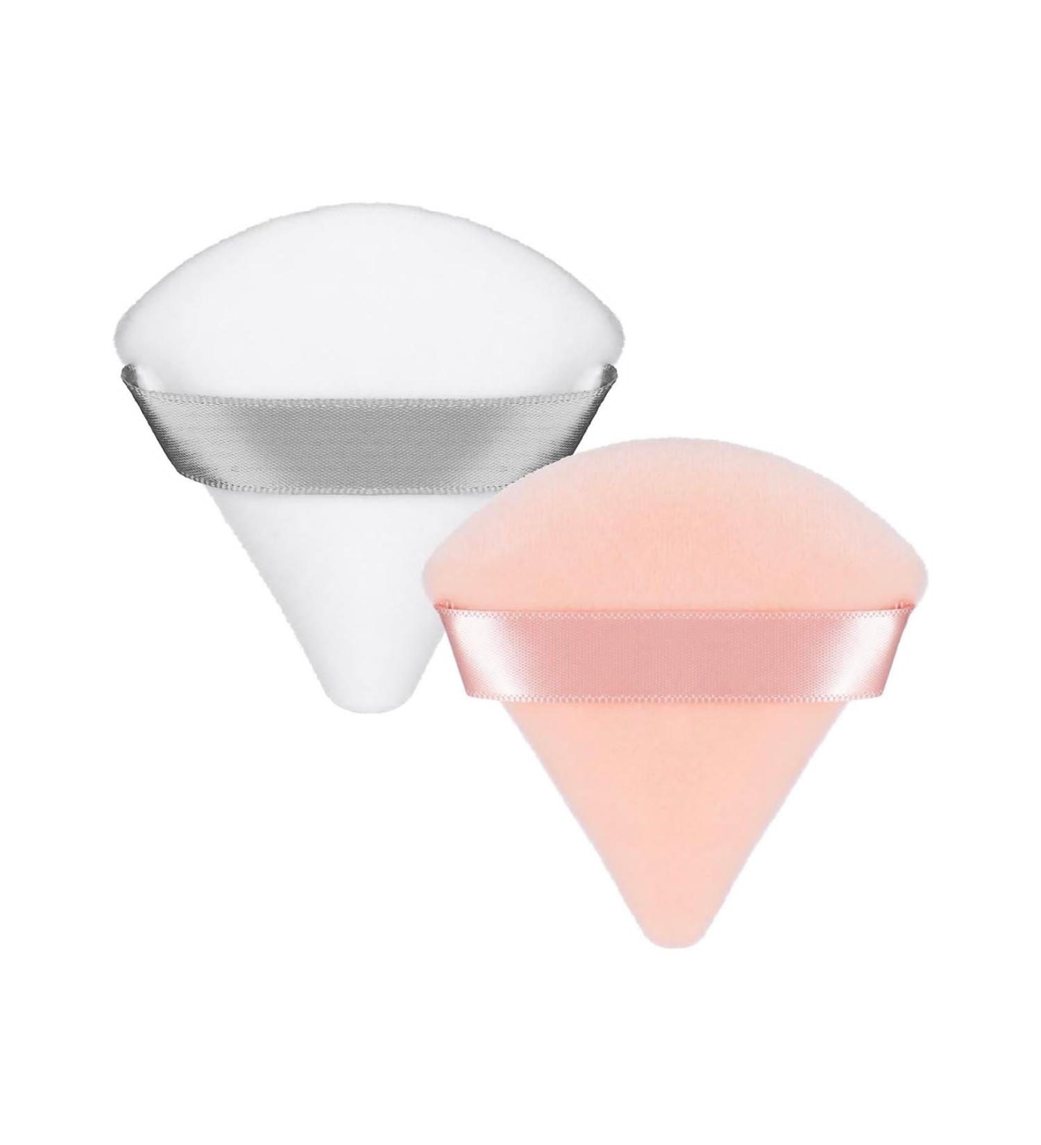 Set of 2 Premium Triangle Makeup Powder Puffs - Soft & Sleek Design for Quick & Easy Application - White & Nude - Buy Online on GoSupps.com