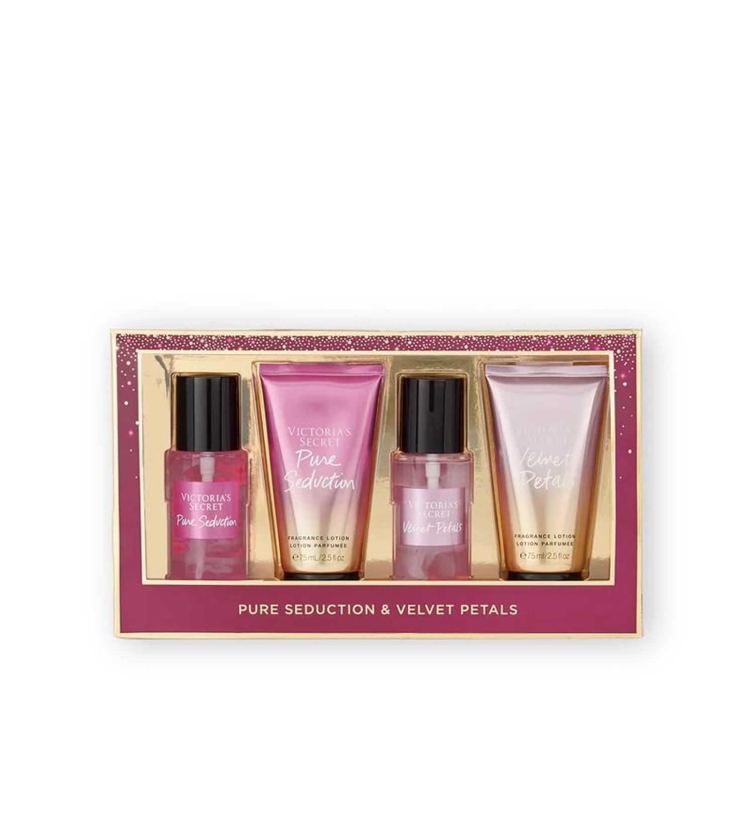 Victoria's Secret Pure Seduction & Velvet Petals Mini Mist & Lotion Gift Set - 4 Piece Set - Buy Online on GoSupps.com