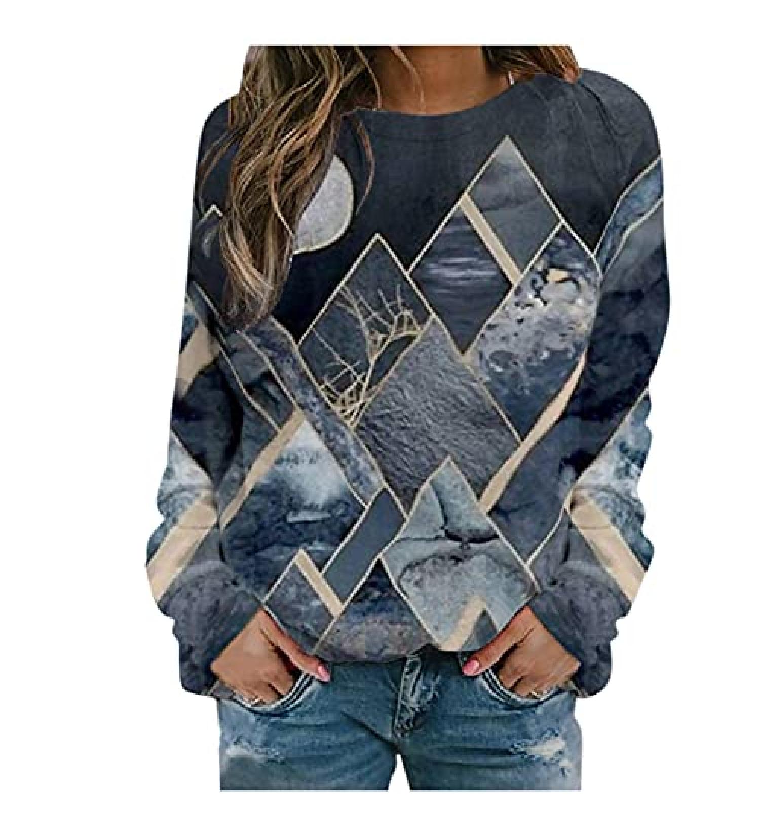 Women's Halloween Graphic Sweatshirt - Dark Gray, Large | 2022 Trendy Crewneck Pullover - Buy Online on GoSupps.com