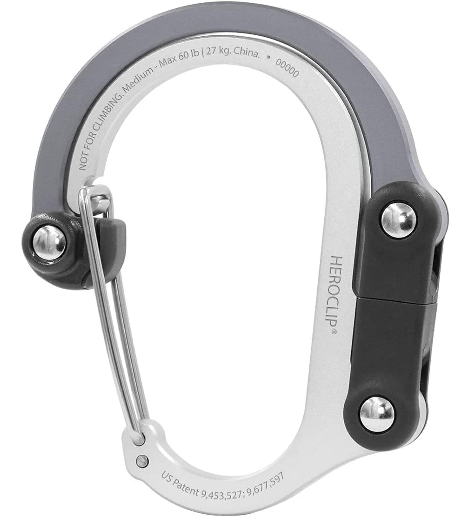 HEROCLIP Carabiner Clip and Hook (Medium) - Camping, Backpack, Garage - Gray Medium - Buy Online on GoSupps.com