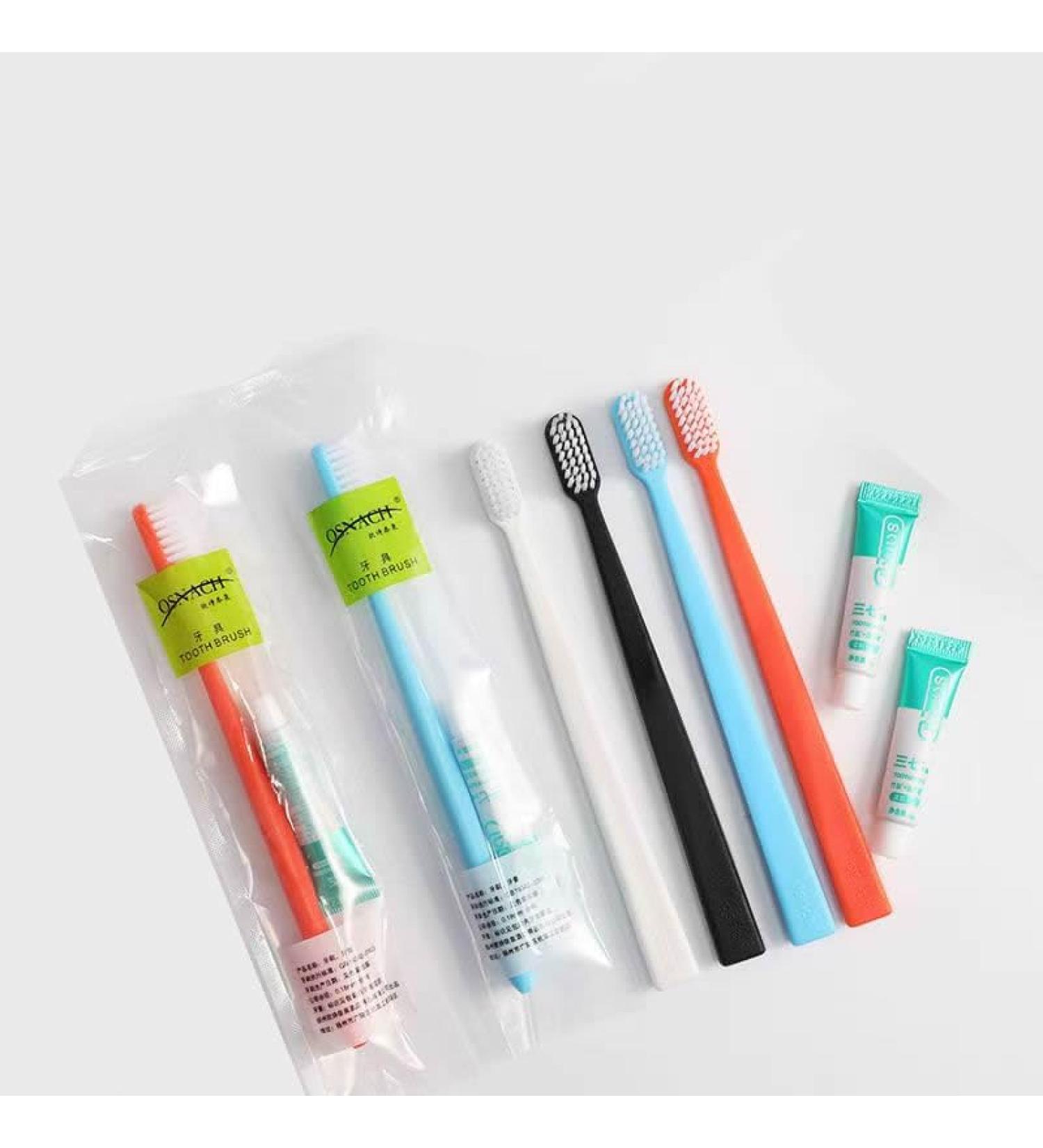 Travel Size Manual Toothbrush & Toothpaste Kits - Pack of 10 Soft Bristle Denture Care for Camping Hiking & Hotels - Portable & Convenient Health Care (Blue - Buy Online on GoSupps.com