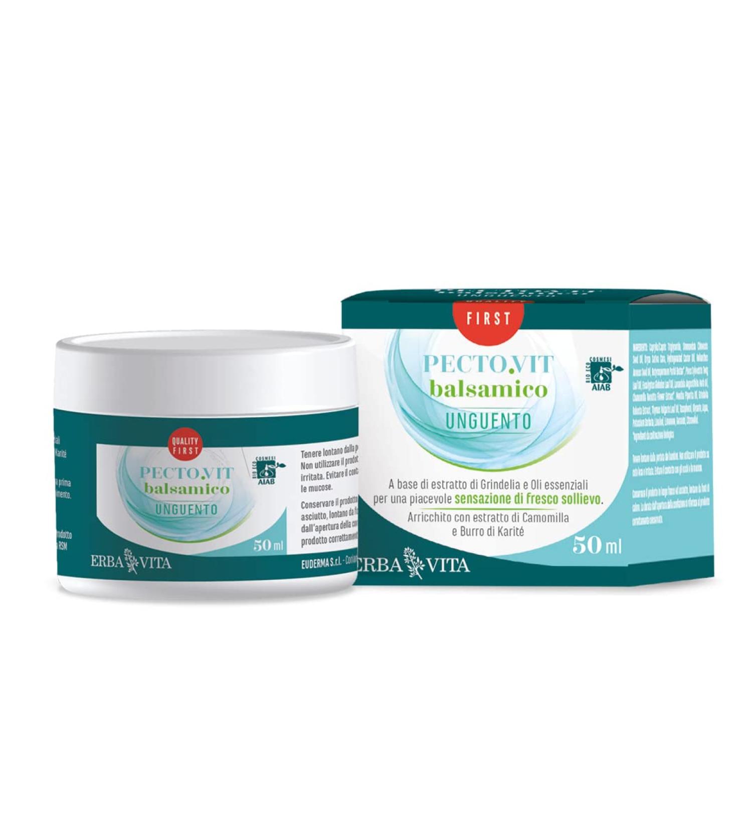Erba Vita Group ERBA VITA PectoVit Organic balsamic ointment for outdoor use for a pleasant feeling of freshness and relief of the respiratory tract 50 ml - Buy Online on GoSupps.com