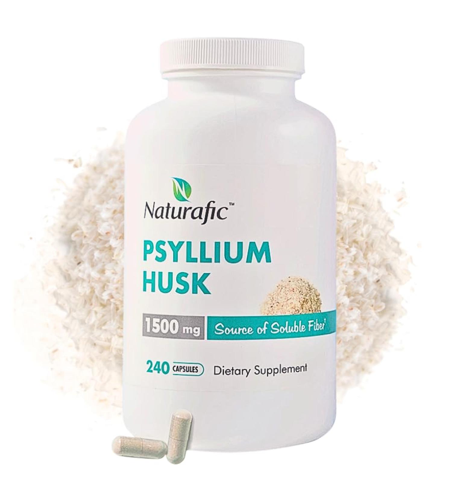 Psyllium Husk Capsules 1500mg 100% Natural Fiber Supplement for Digestive Health & Regularity Supports Gut Health & Weight Management Non-GMO 240 Capsules - Buy Online on GoSupps.com