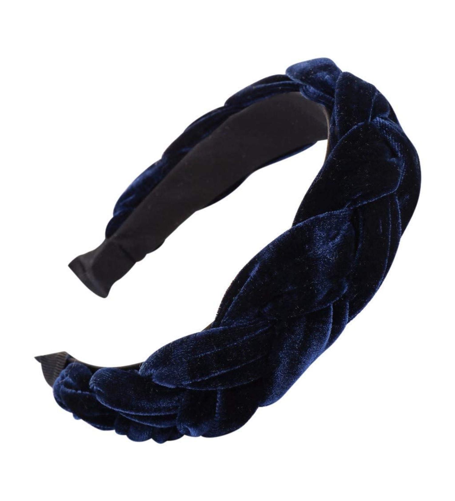 MIRRAY Rockabilly Fashion Velvet Braid Hairband Women Hair Head Hoop Sweet Girls New Trend Summer Hair Headband Navy