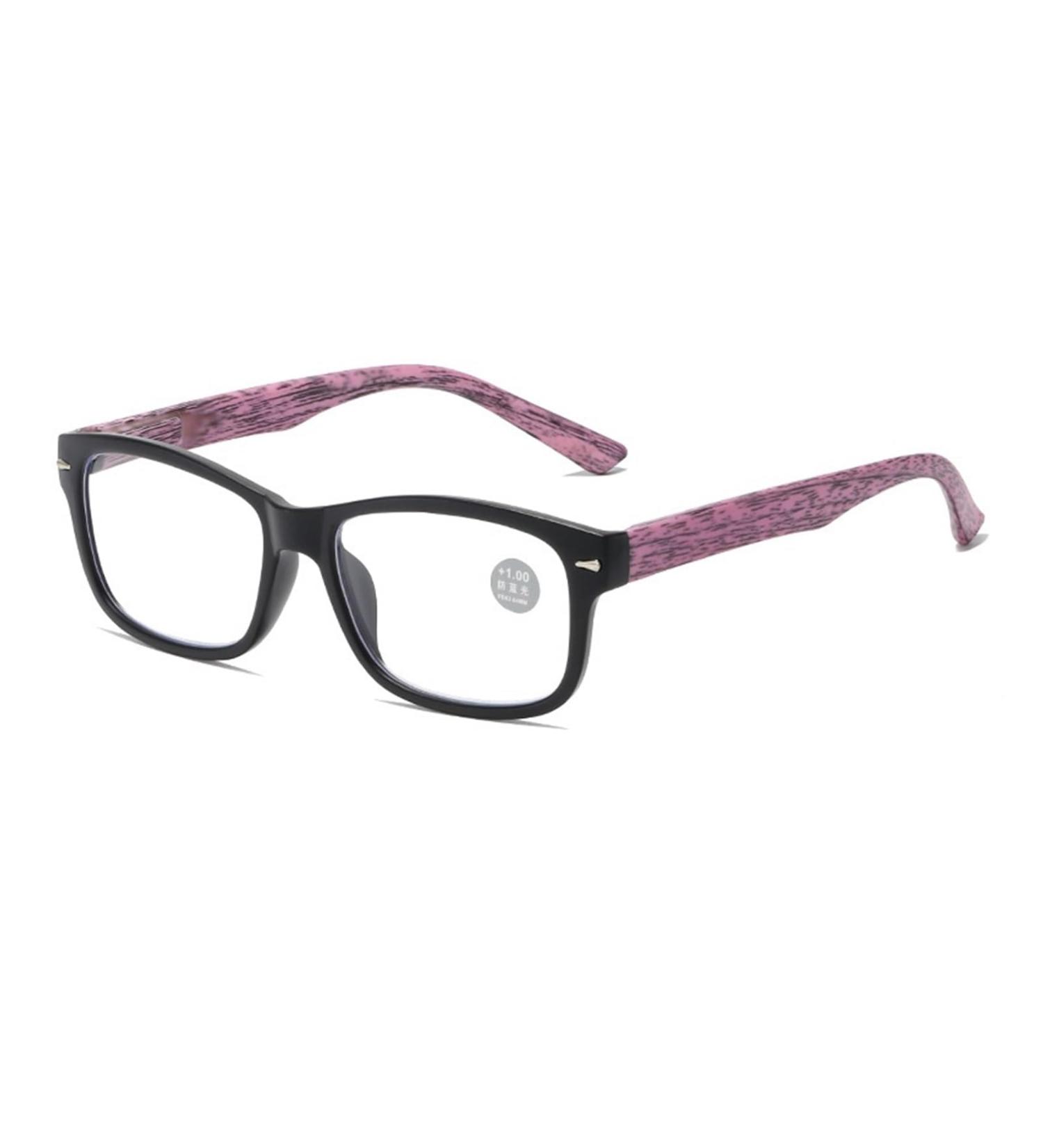 Fashionable Anti-Blue Light Reading Glasses for Women - Iynwbjts Retro Wood Grain 2.50 (Purple) with Flexible Hinges - Buy Online on GoSupps.com