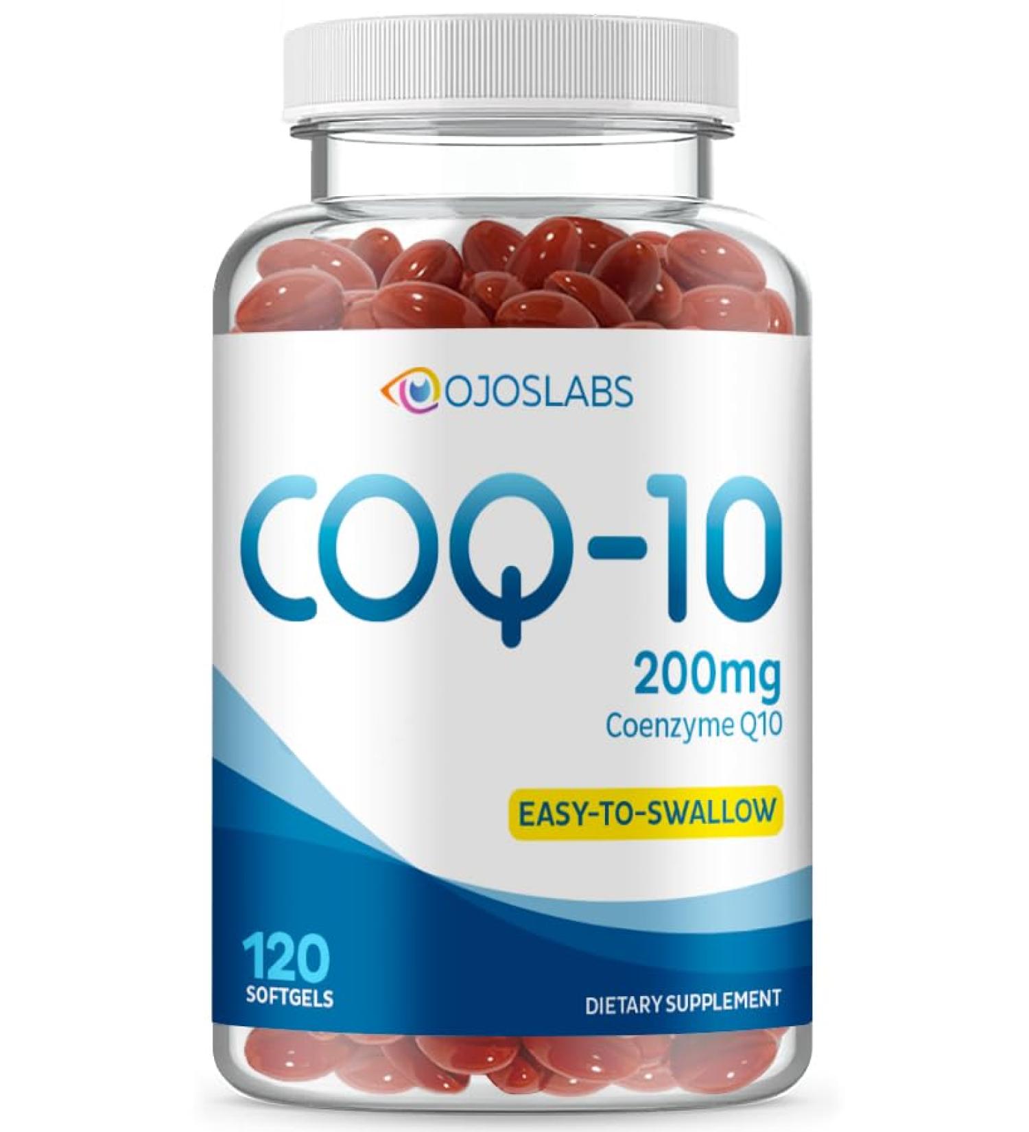 OjosLabs CoQ10 200mg - Coenzyme Q10 Dietary Supplement Easy-to-Swallow 120 Softgels - Buy Online on GoSupps.com