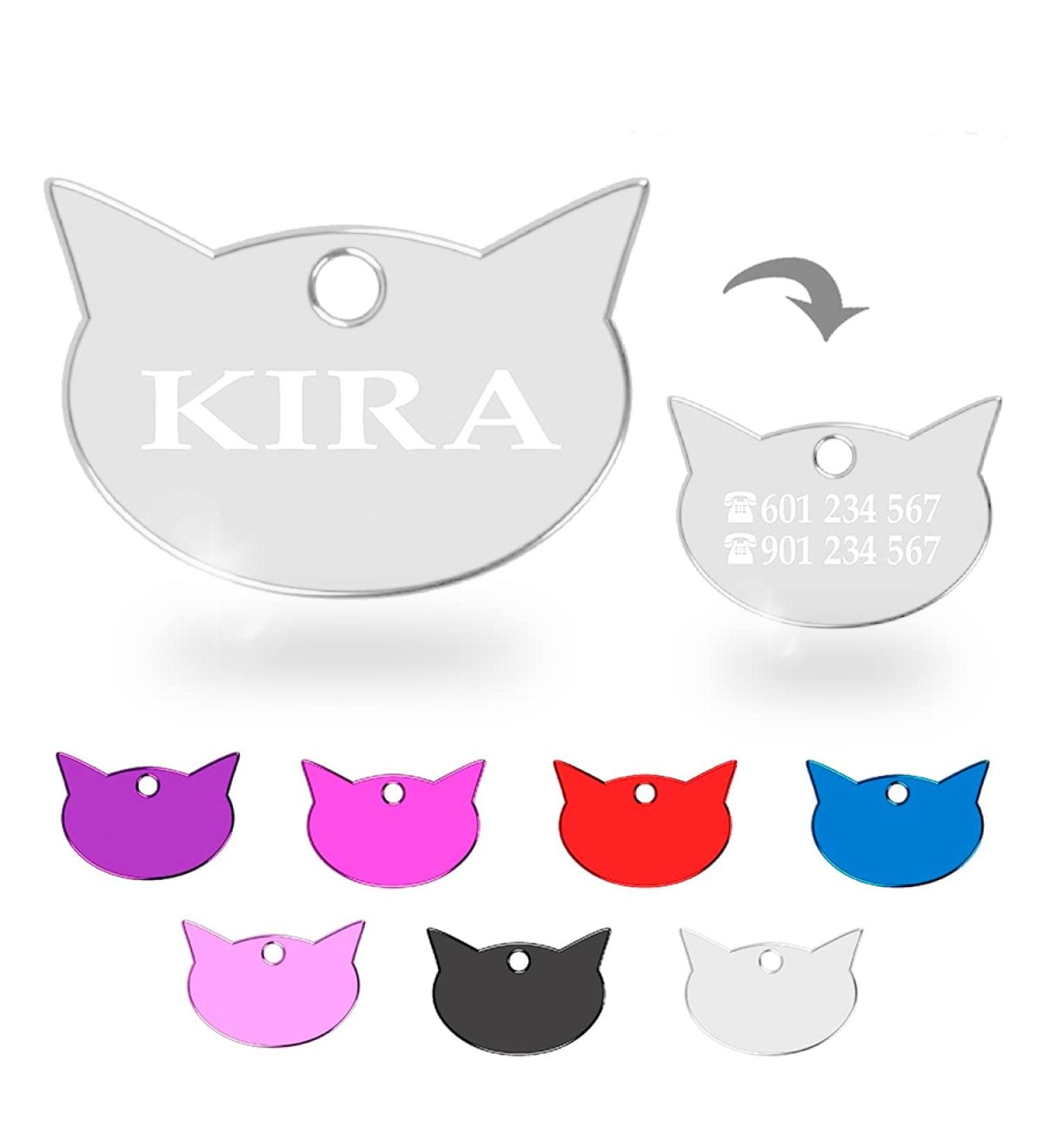 Ibera Gifts - Personalized Engraved Katzkopf Collar Medallion for Cats | Custom Badges for Small to Large Cats | Silver Namenplate - Buy Online on GoSupps.com