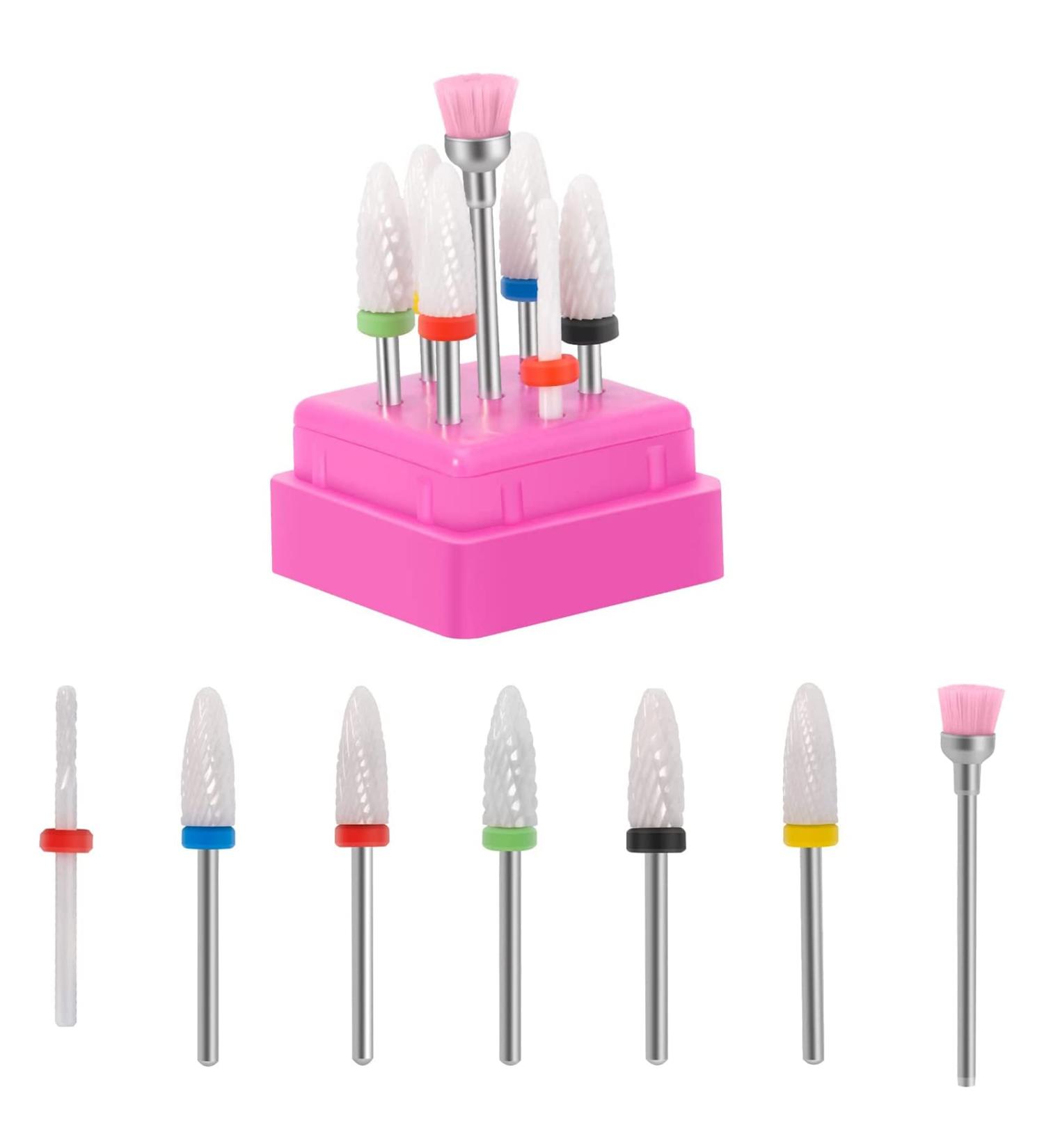 7PCS Ceramic Nail Drill Bits for Acrylic Gel Nails - Professional Cuticle Remover & Diamond Corn Nail Bit - Manicure Pedicure Tool Set for Home Use - Buy Online on GoSupps.com