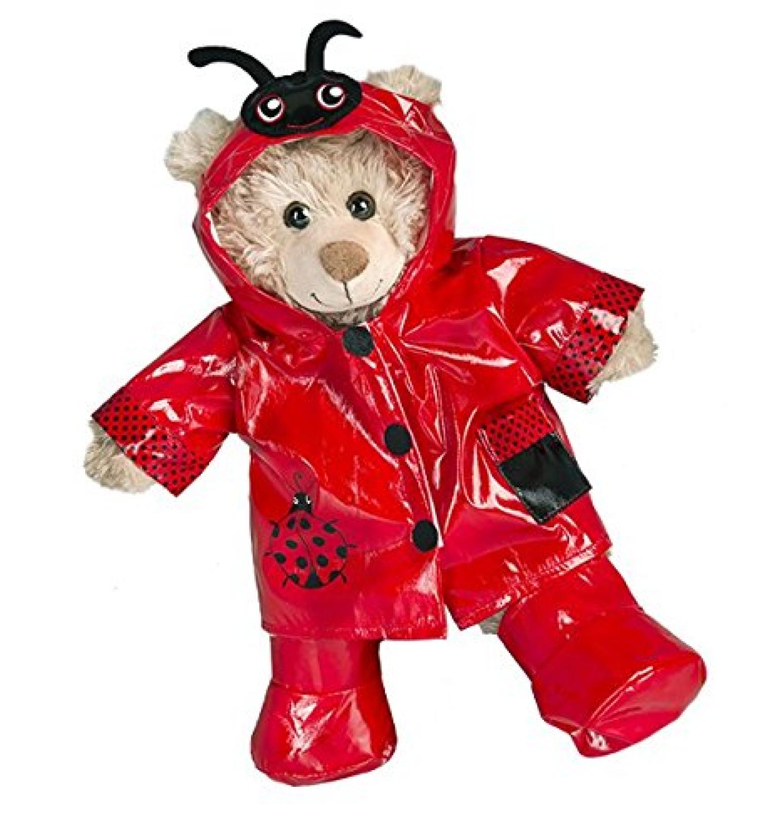 Ladybug Raincoat Teddy Bear Outfit (8")
