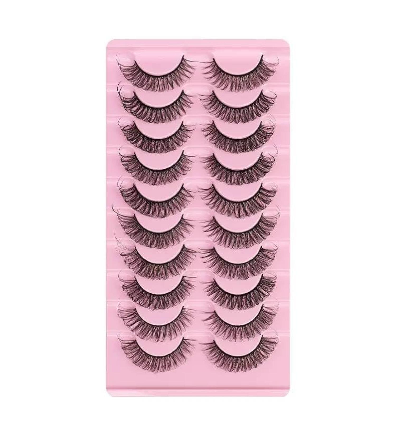 Bizzal False Eyelashes Russian Full Strip 10 Pairs 7D Faux Mink Fluffy Volume Wispy Reusable Handmade Thick Soft Long Dramatic Lashes for Makeup - Buy Online on GoSupps.com