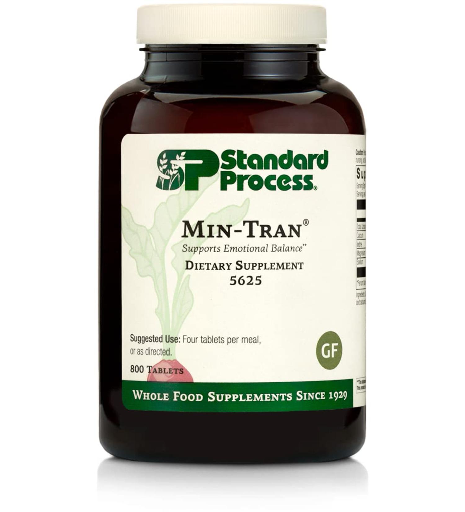 Standard Process Min-Tran - Nervous System Support & Stress Relief - 800 Tablets - Vegetarian & Gluten Free - Buy Online on GoSupps.com