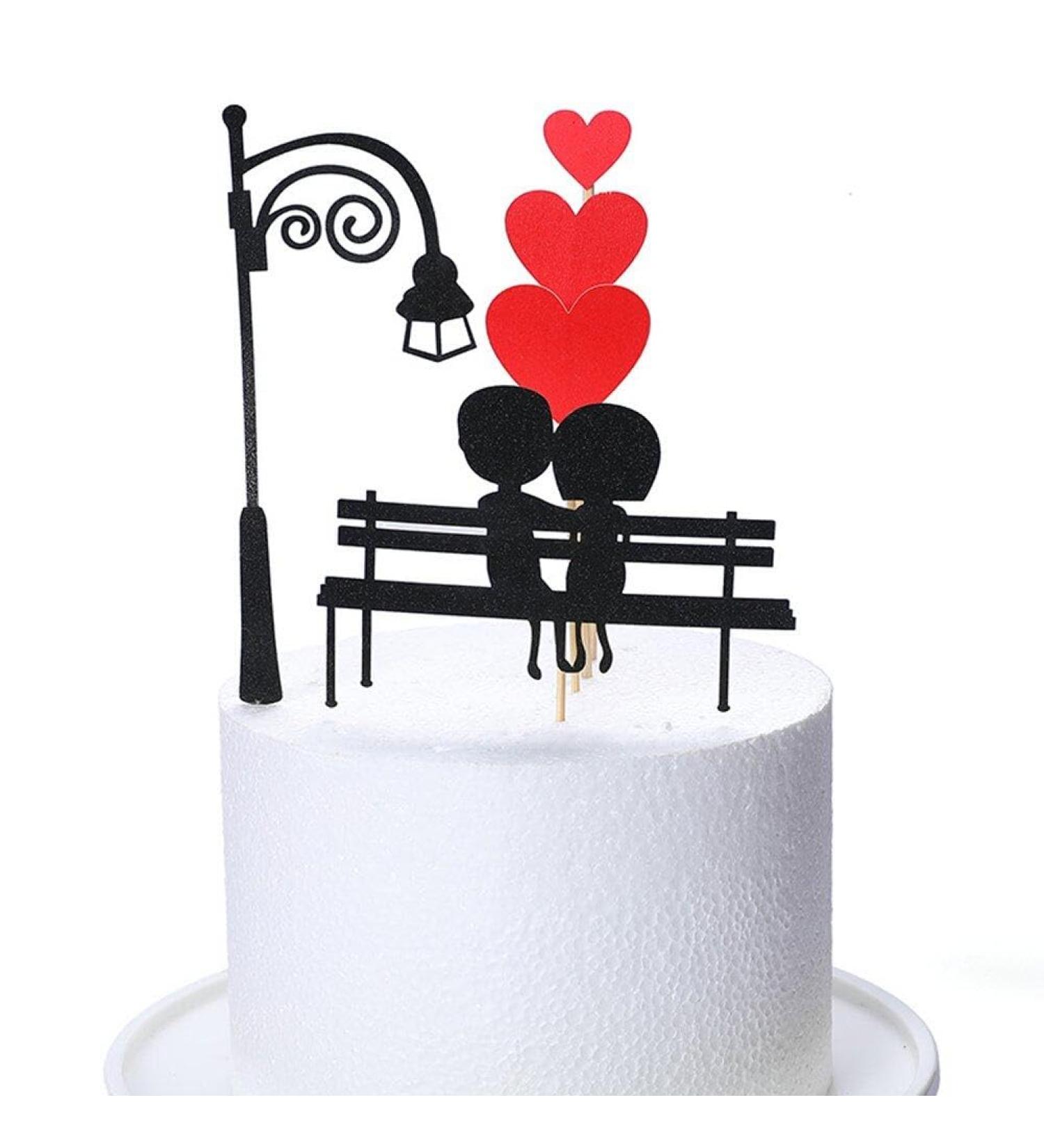 Cartoon Lover Couple Cake Toppers Valentines Day Wedding Party Decorations Cupcake Decors Hearts Engagement Gifts Decor Style2 - Buy Online on GoSupps.com