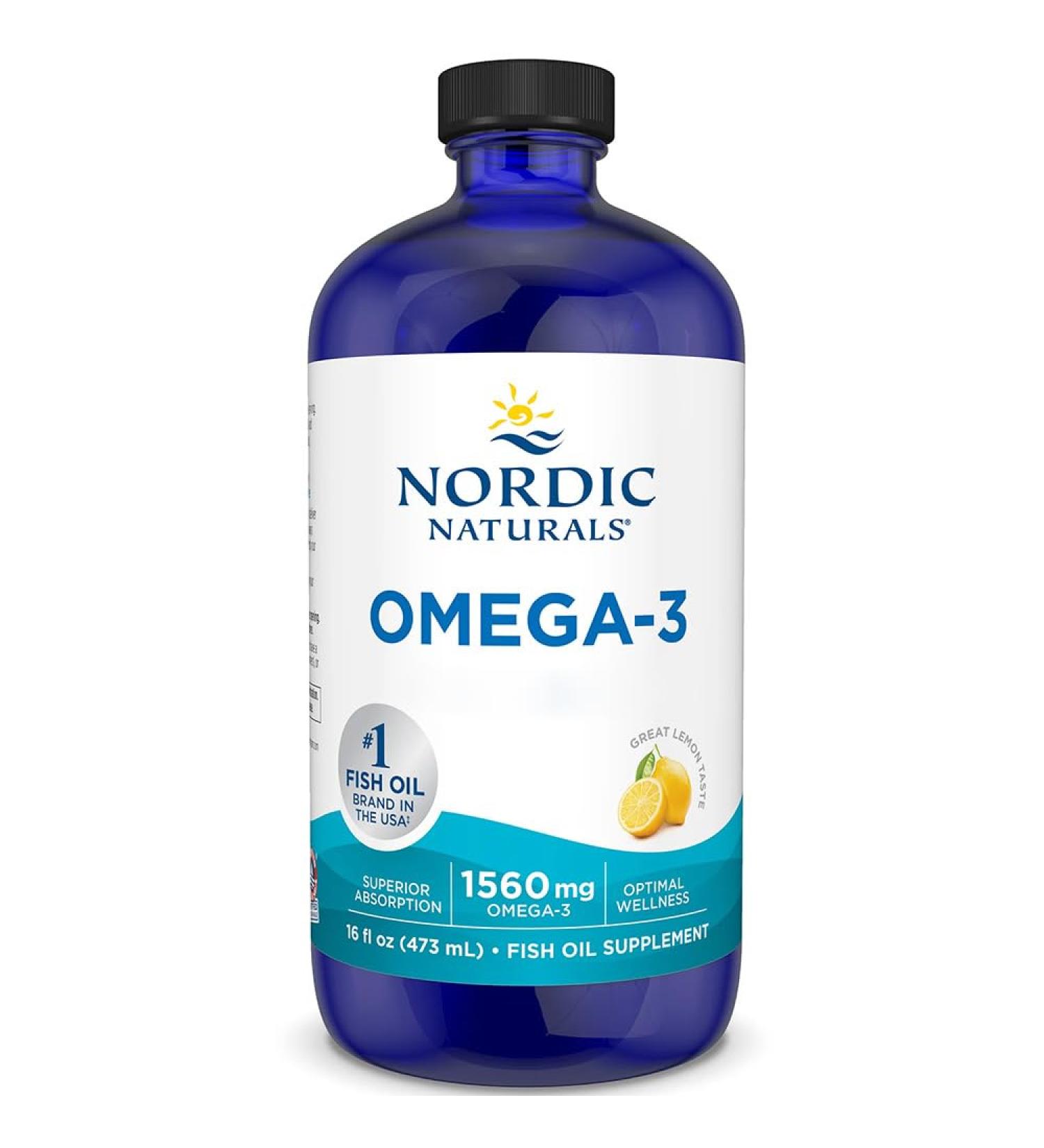 Nordic Naturals Omega-3 1560mg Omega-3 Fish Oil with EPA and DHA 473 ml Lemon Taste Lab Tested Soy Free Gluten Free Non-GMO - Buy Online on GoSupps.com