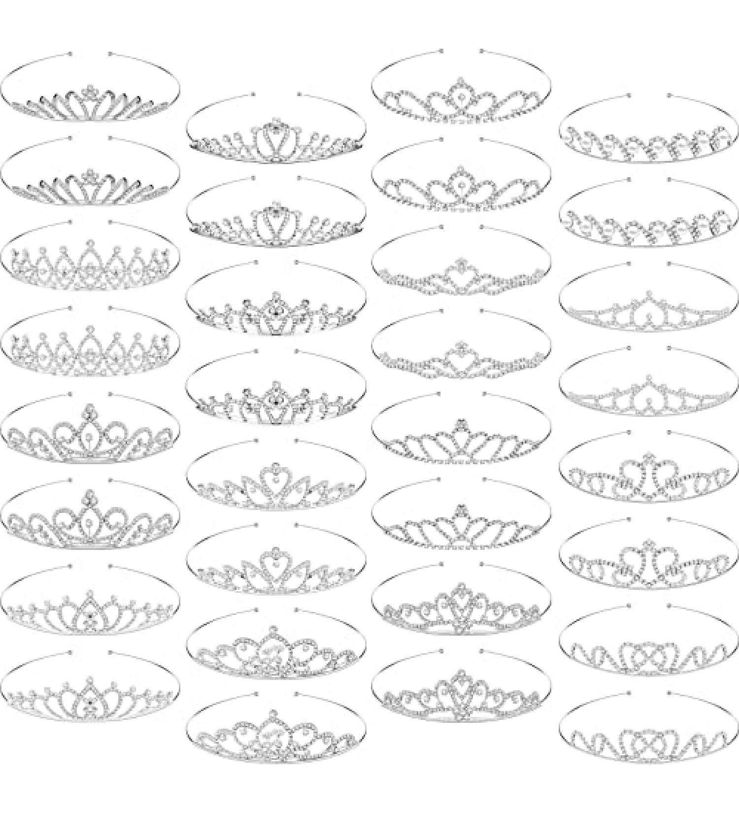 Otuuz 32-Piece Girls Crystal Tiara Crown Set - Rhinestone Headband for Wedding, Prom, Birthday Party - Silver Heart Crown - Hair Jewelry - Buy Online on GoSupps.com
