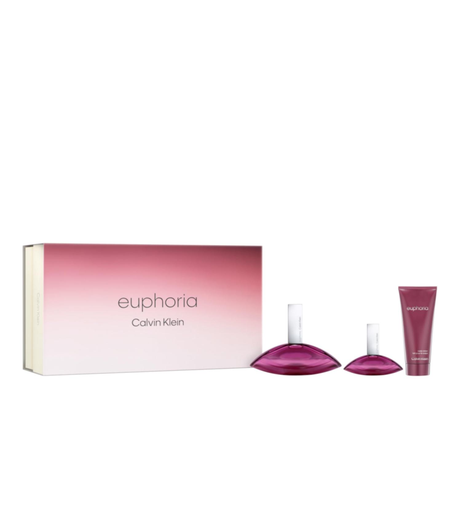 Calvin Klein Euphoria Eau de Parfum Chypre Women's Perfume With Notes of Pomegranate Black Orchid Lotus Blossom & Mahogany Wood Long Lasting Fragrance 3 piece set (3.3 fl oz. + 1 fl oz. + 3.3 fl oz.) - Buy Online on GoSupps.com