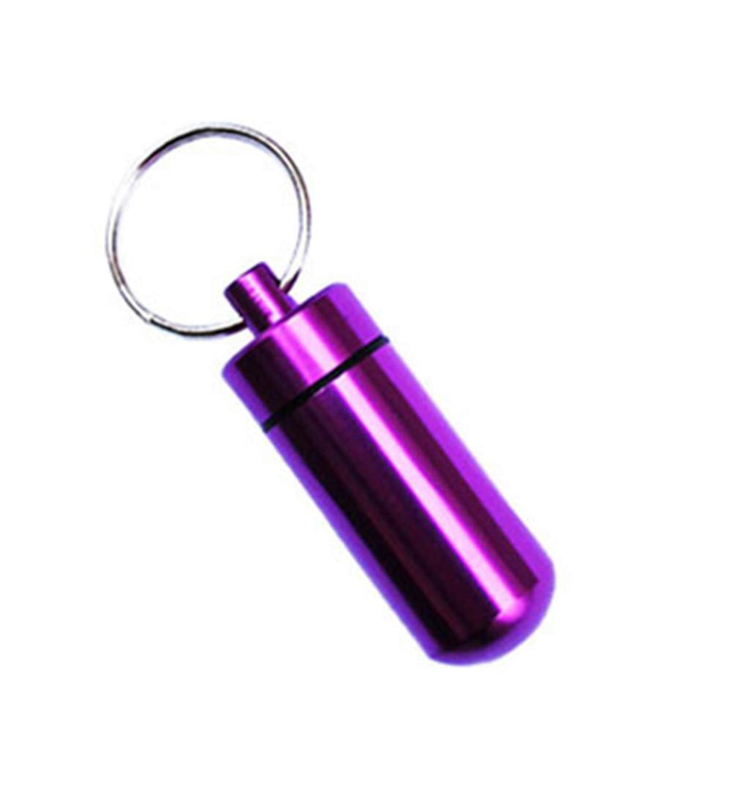 Purple Pill Organizer - Mini Stainless Steel Pill Box Keychain for Travel Waterproof & Durable - Ideal for Camping & Outdoor Adventures - Buy Online on GoSupps.com