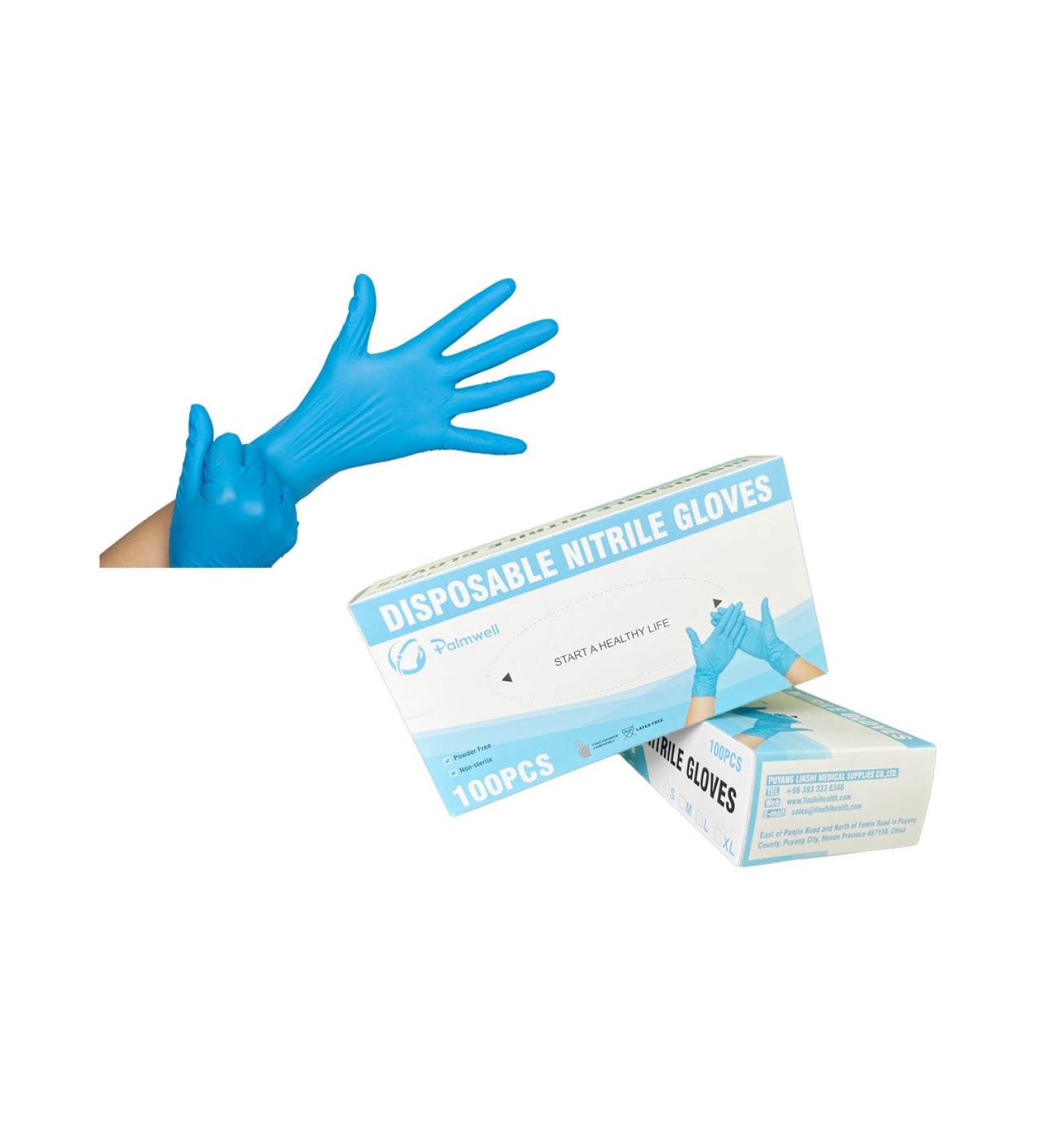Gants jetable en nitrile Bleu Pack de 100 pieces taille S M L sans poudre pour nettoyage cuisine Gants de protection Large - Buy Online on GoSupps.com