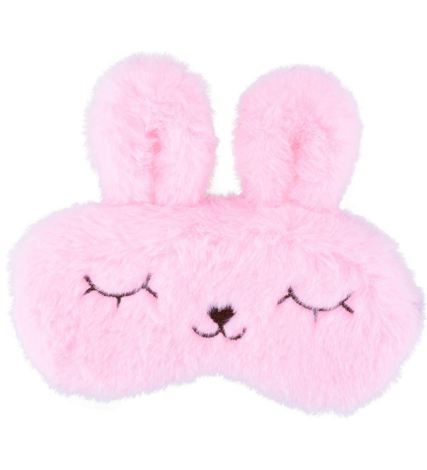 ULIFEMALL Cute Rabbit Sleeping Mask - Soft Plush Bunny Blindfold for Kids & Adults - Pink - Buy Online on GoSupps.com