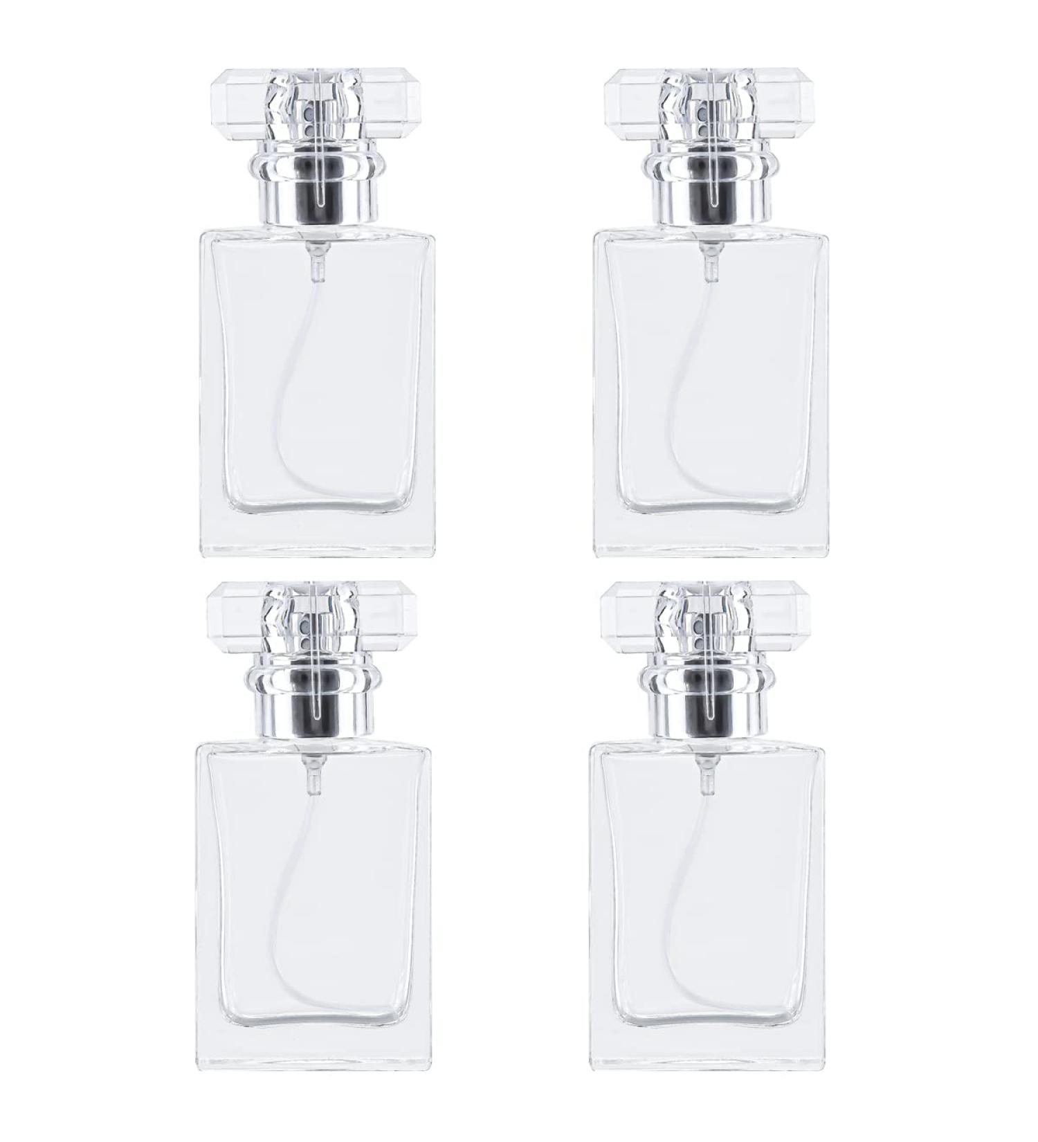 Enenes Glass Refillable Perfume Bottle 4 pcs Portable Square Empty Glass Perfume Atomizer Bottle 30ml/1 oz. Spray Glass Bottle Atomizer Container (30ML Transparent) - Buy Online on GoSupps.com