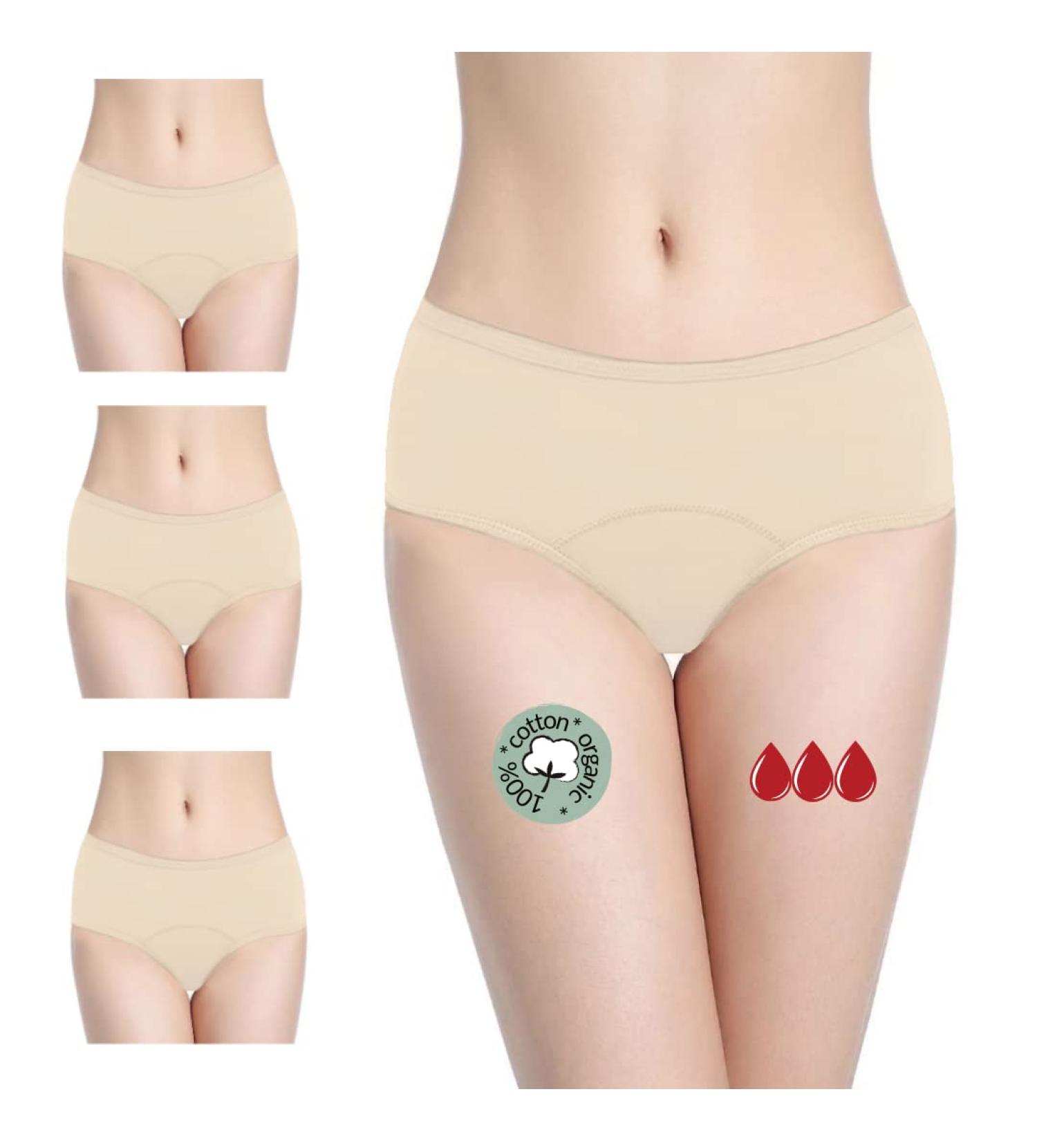 Noblood Eco-Friendly Period Underwear | Washable Cotton - 2-3 Tampons Absorbency | Sizes XXS-3XL - Women & Girls - Nude - Mohina - Pack XXL - Buy Online on GoSupps.com