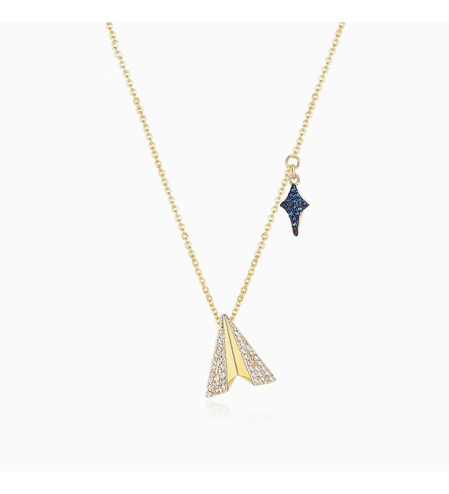 DNCG Quartz Healing Crystal Necklace Fashion Paper Airplane Pendant Necklaces Star Necklace Chain Jewelry Clavicle Necklace for Women and Girls Silver Necklace Crystal Point Pendant Necklace - Buy Online on GoSupps.com