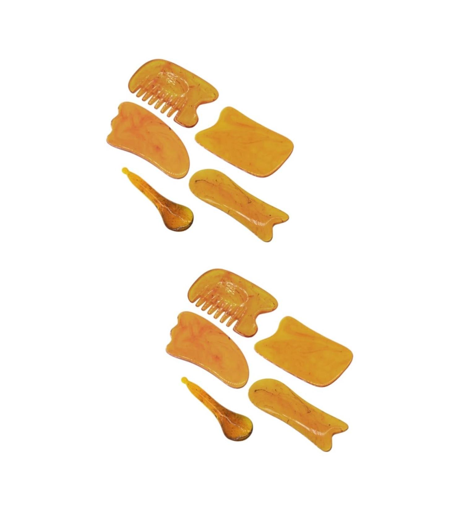 Minkissy 2 Sets Harz Gua Sha Massage Tools - 5 Piece Ochsenhorn Scraping Device for Muscle Relief & Eye Care - Buy Online on GoSupps.com