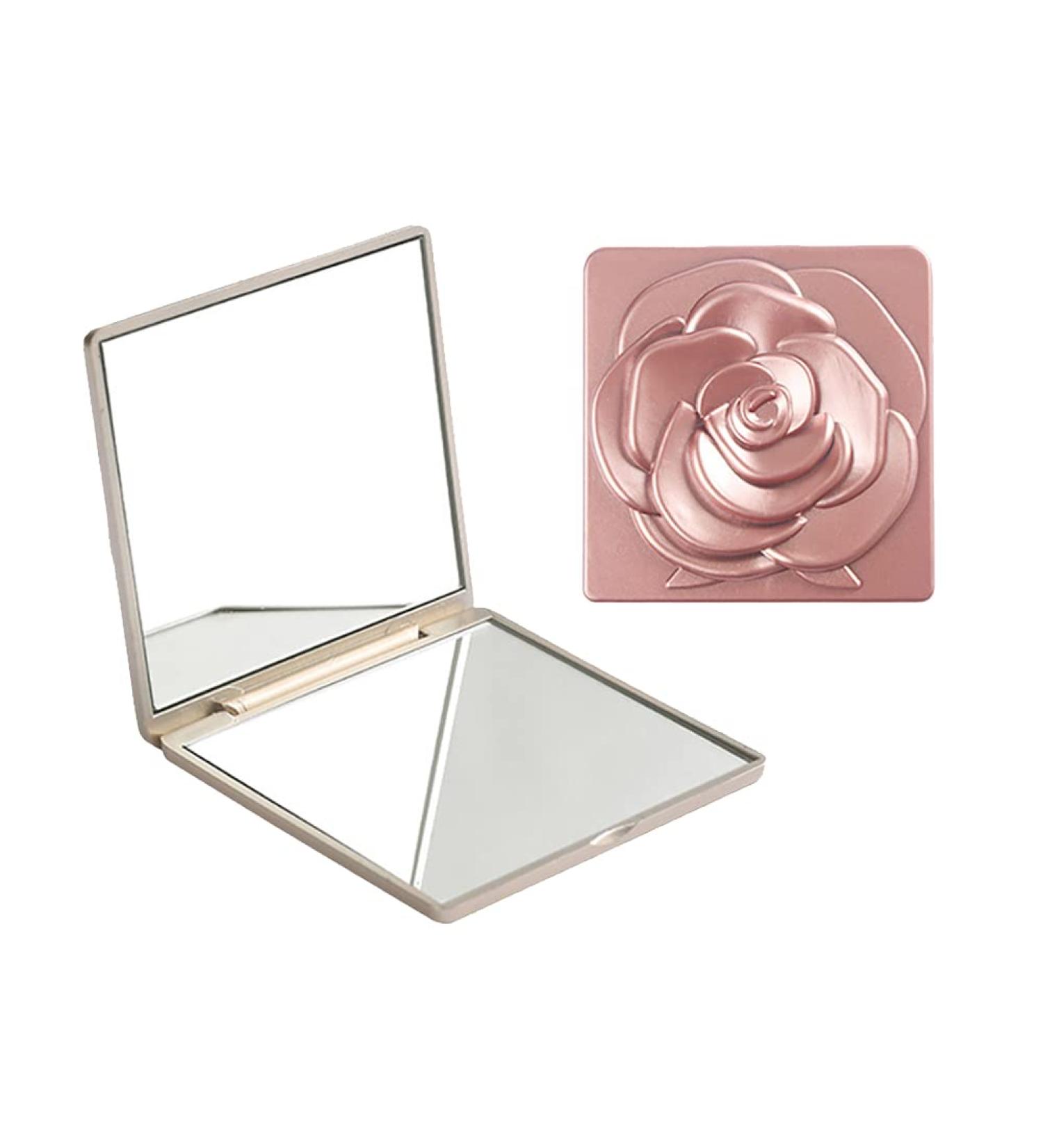 Vintage Rose Square Compact Folding Mirror Set - Double Sided Portable Travel Purse Mirror - Buy Online on GoSupps.com