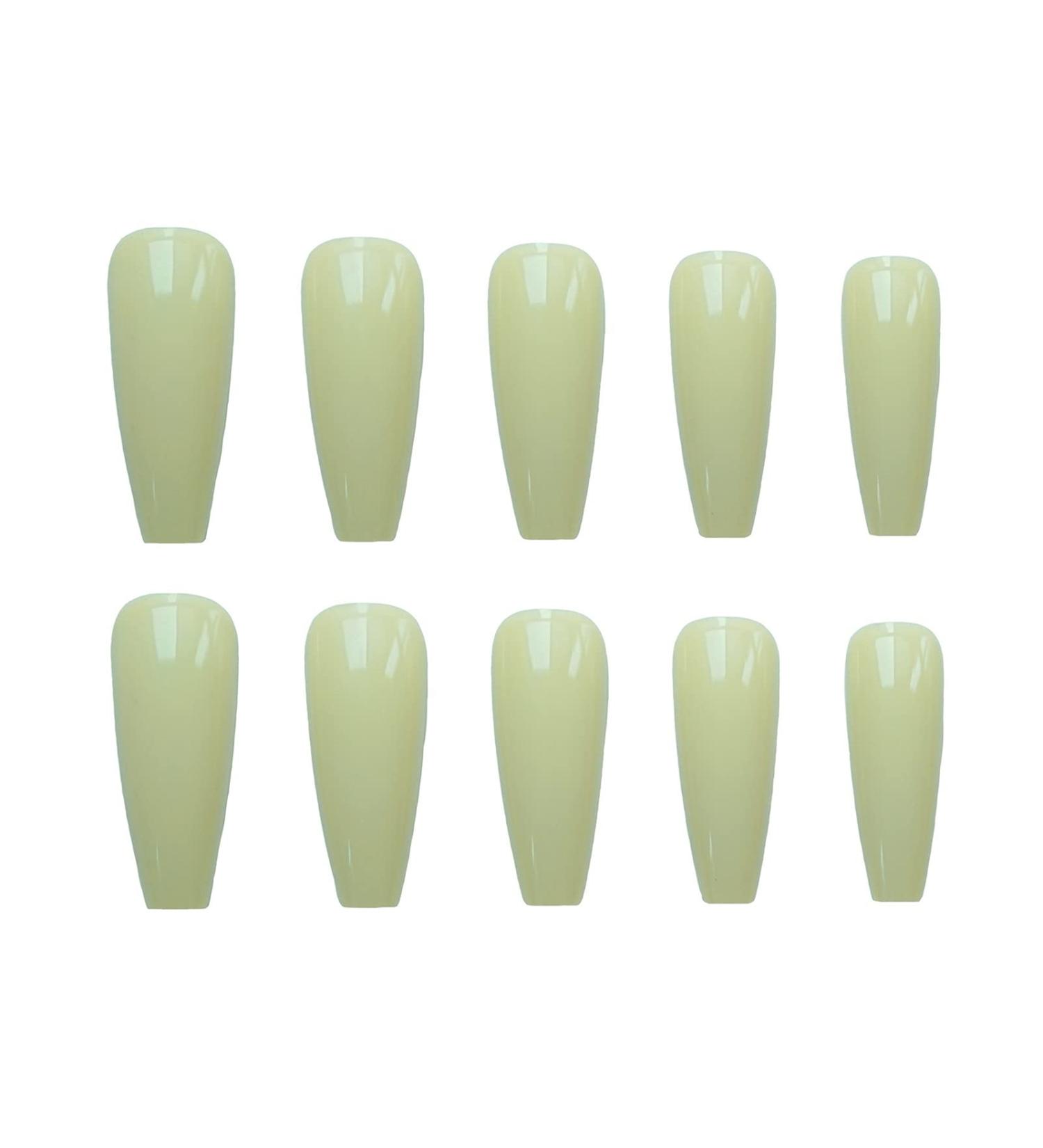 Chtom Ni a 321-long Balleri Green Fake Finger Slices Wearing a Nail Sticker 1 Piece 1 Tablet Sticker 24 Pieces