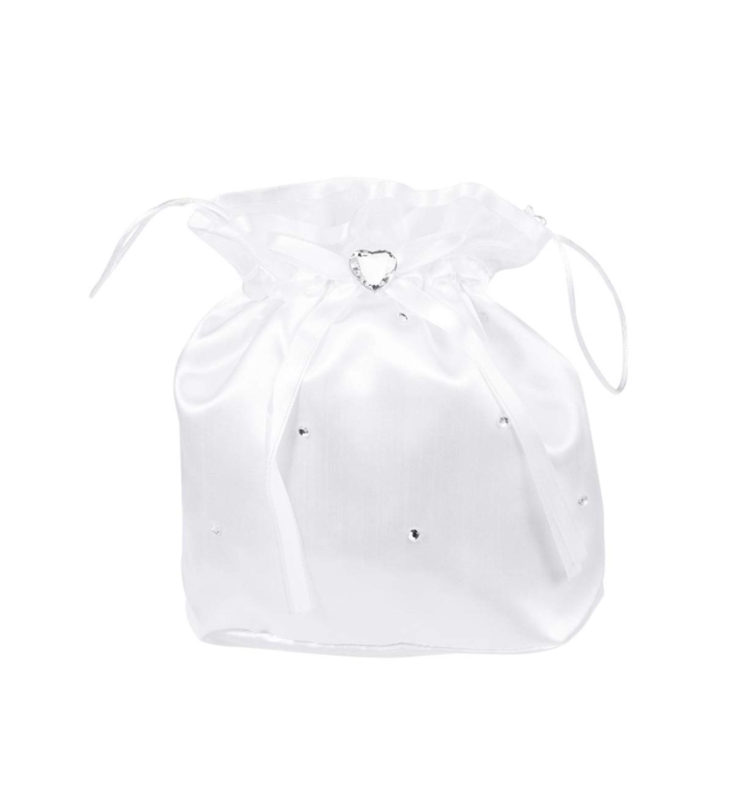 ARTIBETTER Satin Bridal Wedding Money Bag with Floral Lace - White Bridal Satin Flower Decorated Bag for Dollar Dance and Wedding Favor - Buy Online on GoSupps.com
