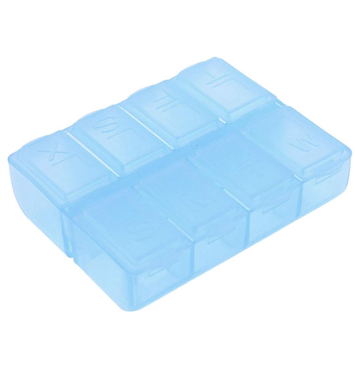 uxcell 8 Compartment Pill Organizer Box - Blue | Portable Gadget Storage | 7.3cm x 5.8cm x 2cm | International Shipping Available - Buy Online on GoSupps.com