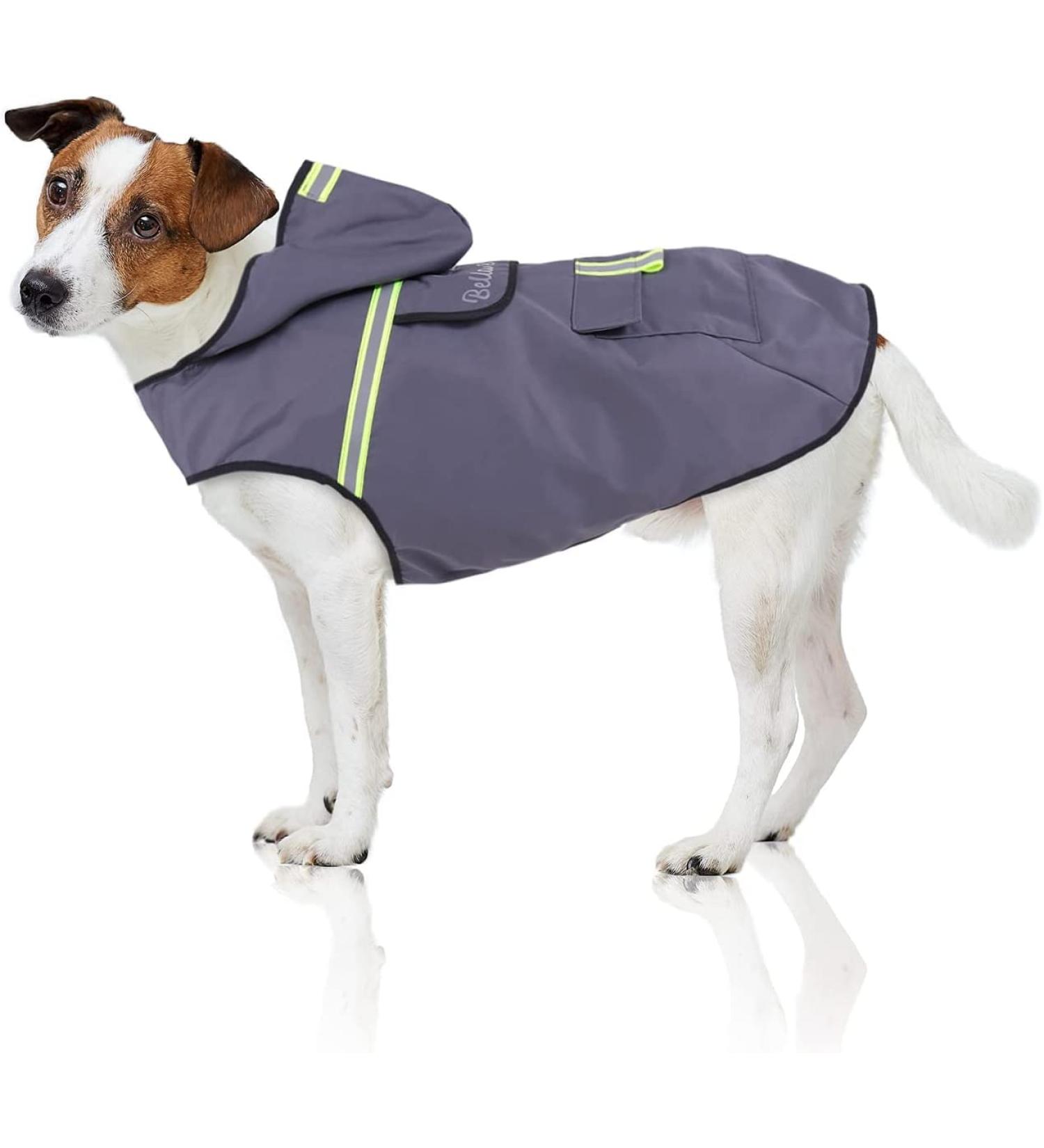 Bella & Balu Waterproof Dog Coat with Hood & Reflectors - XS Gray | Safe & Dry Walks for Your Dog - Buy Online on GoSupps.com