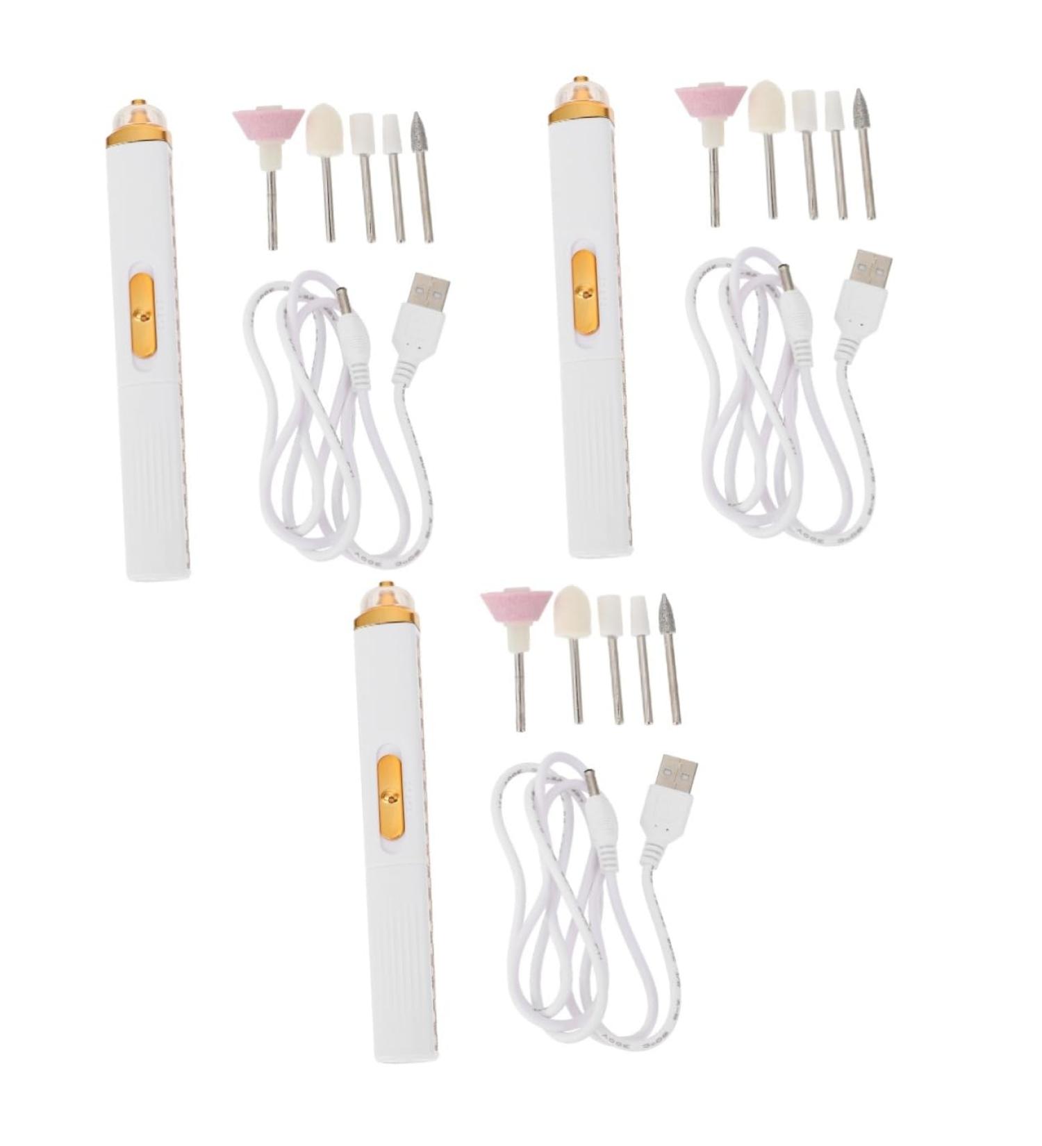 POPETPOP Manicure Kit 3pcs Nail Polisher Portable Nail Manicure Electric Nail Drill File Nail Art Polisher Nail Art Machine Nail Art Grinding Head Nail Grinders abs Electric Drill Pen 15.2X2X2CMx3pcs Whitex3pcs - Buy Online on GoSupps.com