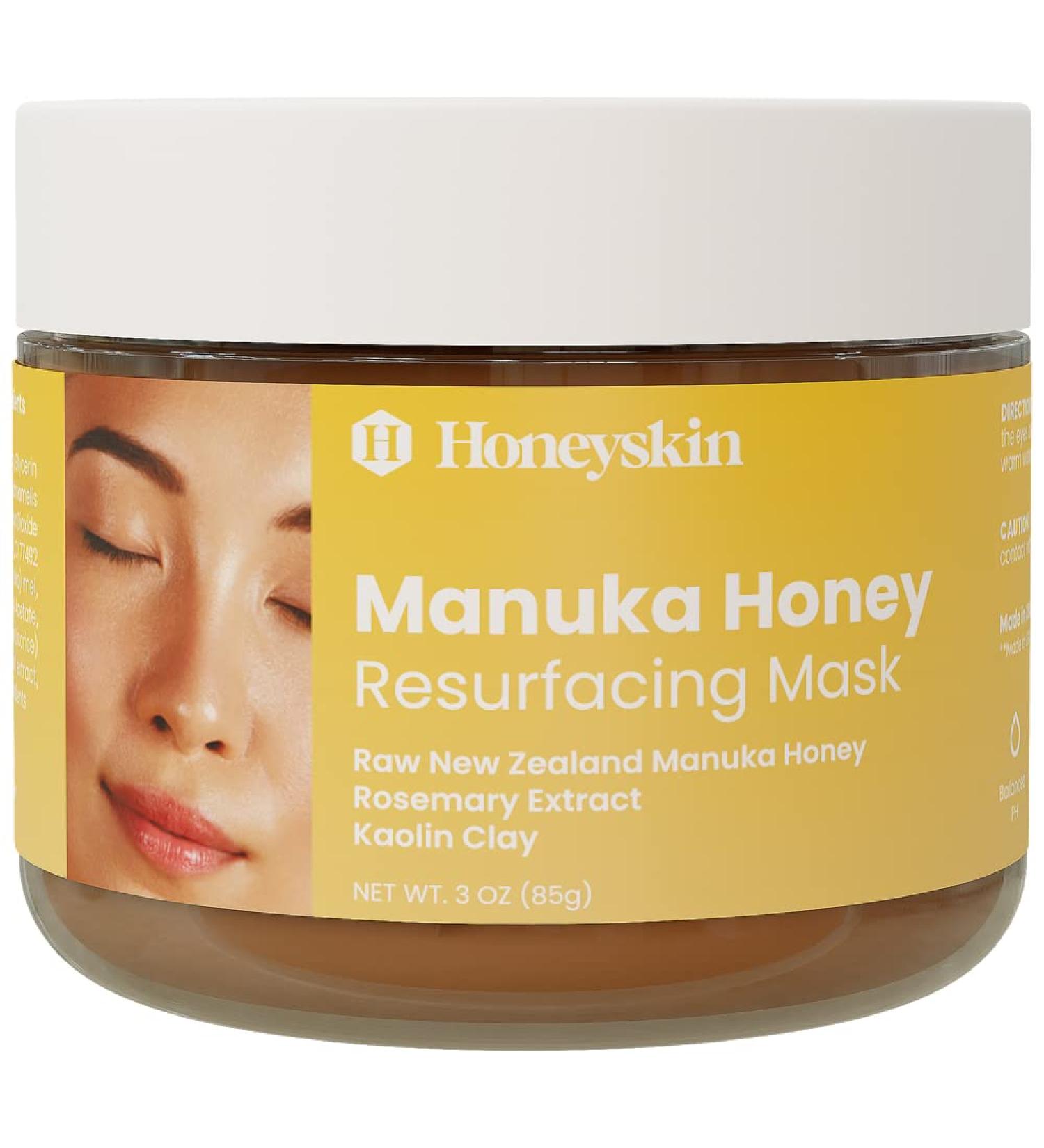 Honeyskin Bentonite Clay Face Mask with Manuka Honey - Gentle Exfoliator for Acne Prone & Dry Skin - Hydrating Facial Mask w/ Pore Minimizer - Deep Cleanser (3oz) - Buy Online on GoSupps.com