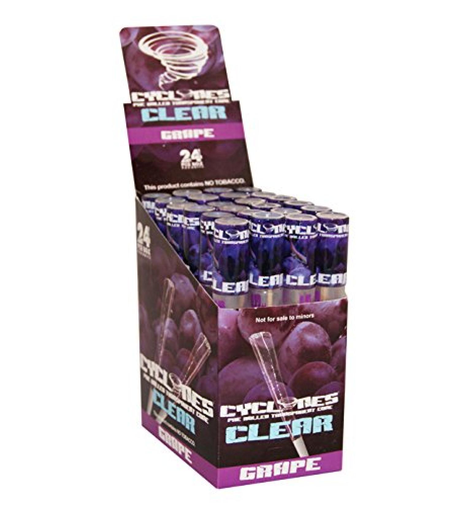 1 Box Cyclones Clear "Grape" Cones Transparent Pre-Rolled