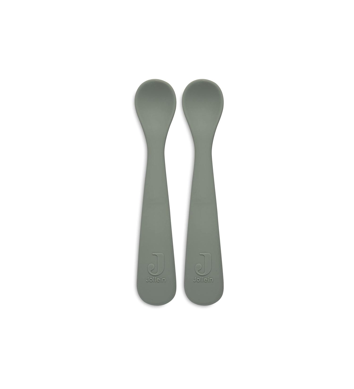 Jollein Feeding Spoon Set of 2 - Silicone Ash Green | Eco-Friendly Baby Utensils for Easy Mealtime - Buy Online on GoSupps.com
