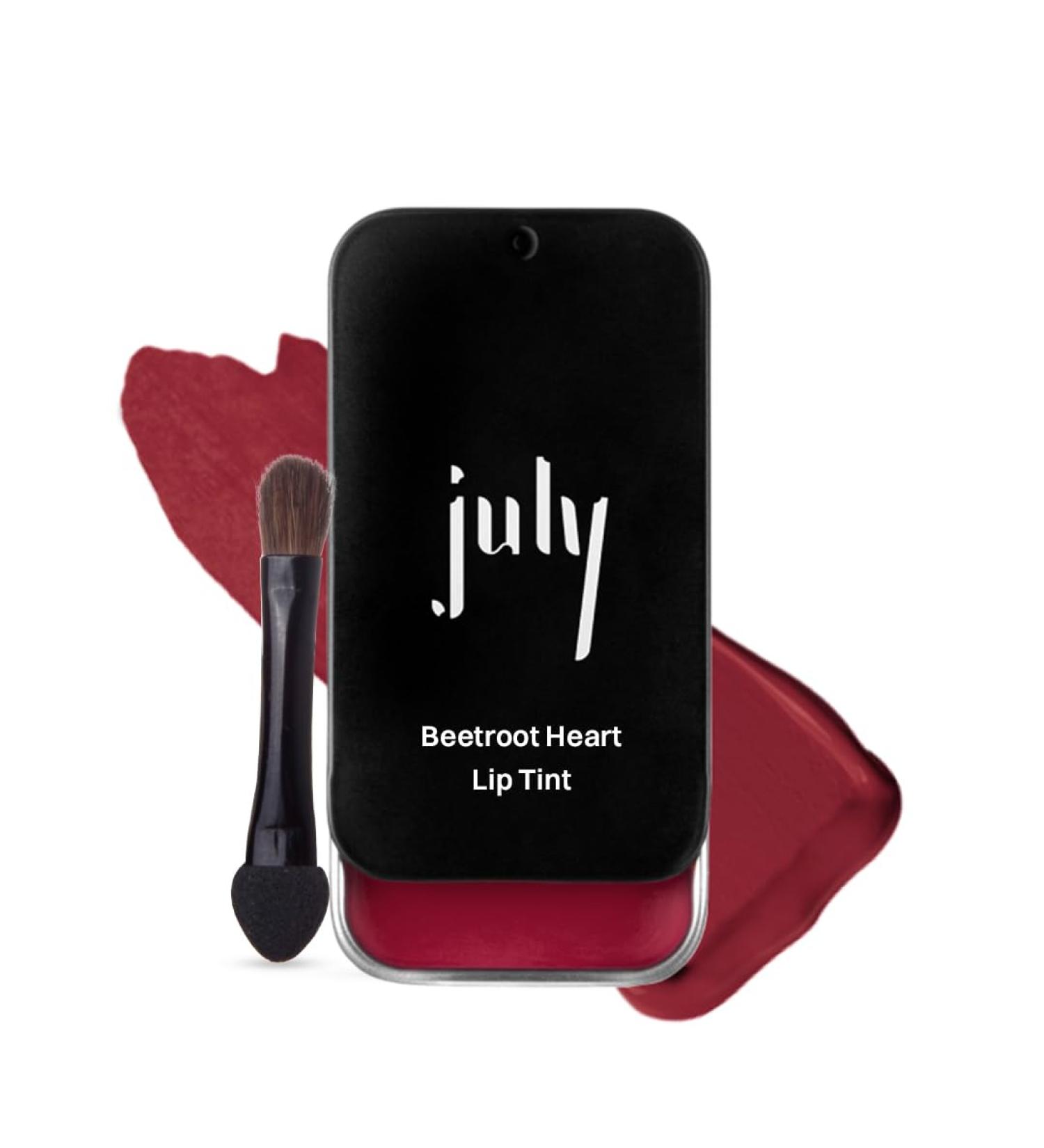July Beetroot Heart Lip & Cheek Tint 3-in-1 | SPF 15 | 24hr Moisturization | Creamy Matte | Jojoba & Almond Oil | International Shipping - Buy Online on GoSupps.com
