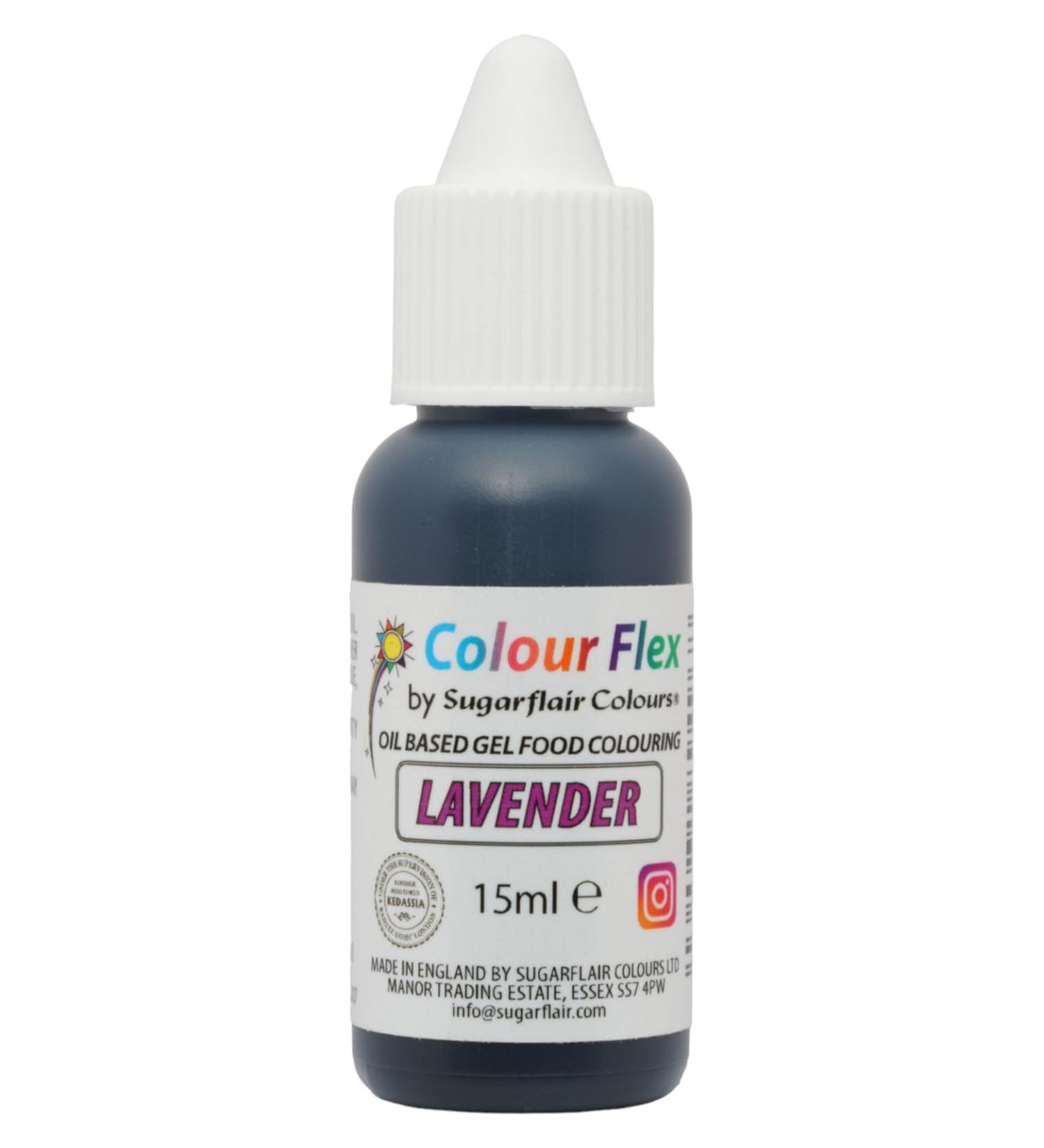 Colour Flex Lavender Oil Based Food Colouring Gel For Colouring High Fat Foods Buttercream Chocolate Sugarpaste Fondant Icing Batter & More - 15ml