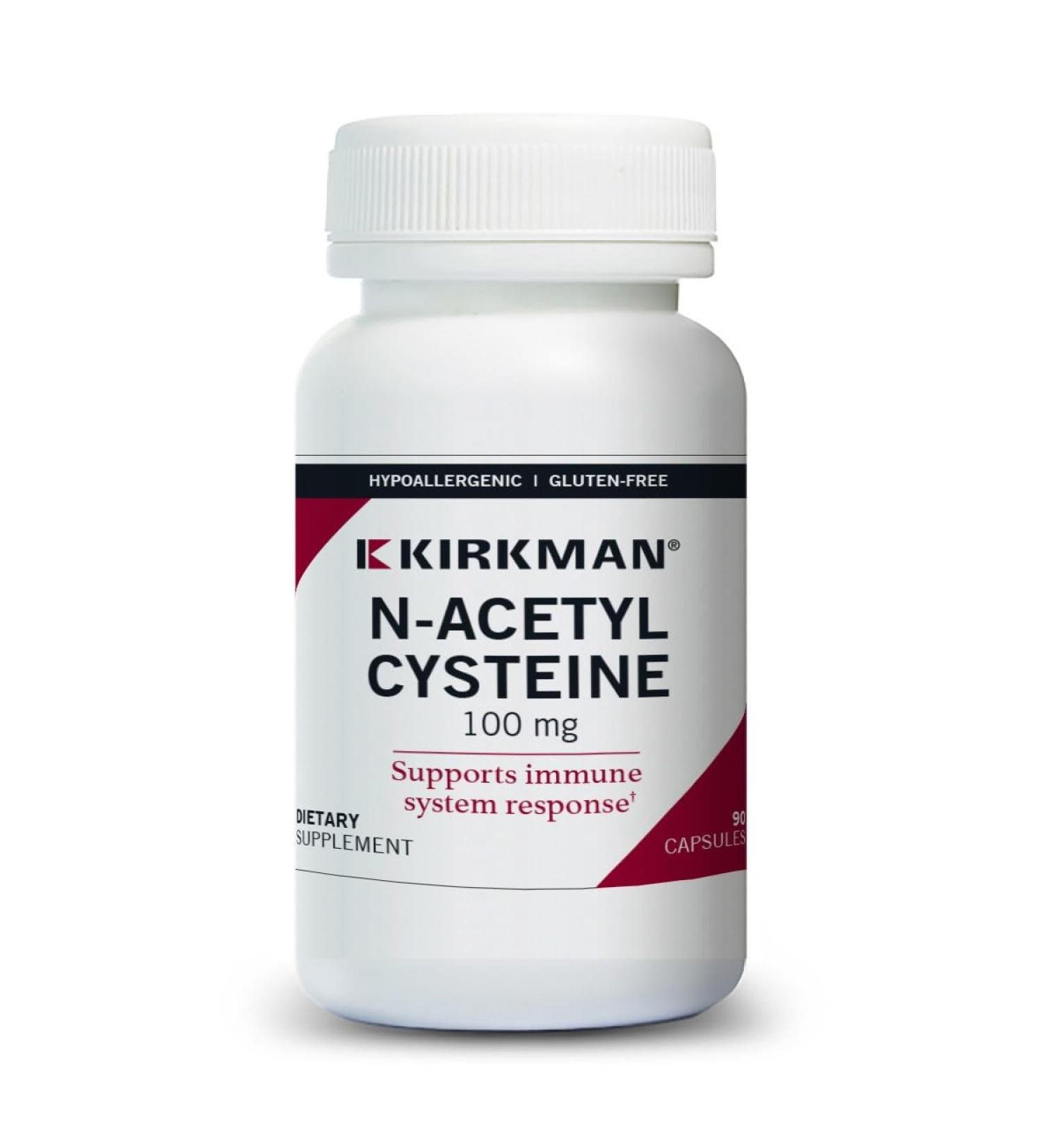 Kirkman NAC Supplement N-Acetyl Cysteine 100mg 90 Vegetarian Capsules Immune Support Supplement Antioxidant Promotes Glutathione Production Hypoallergenic Gluten & Casein Free